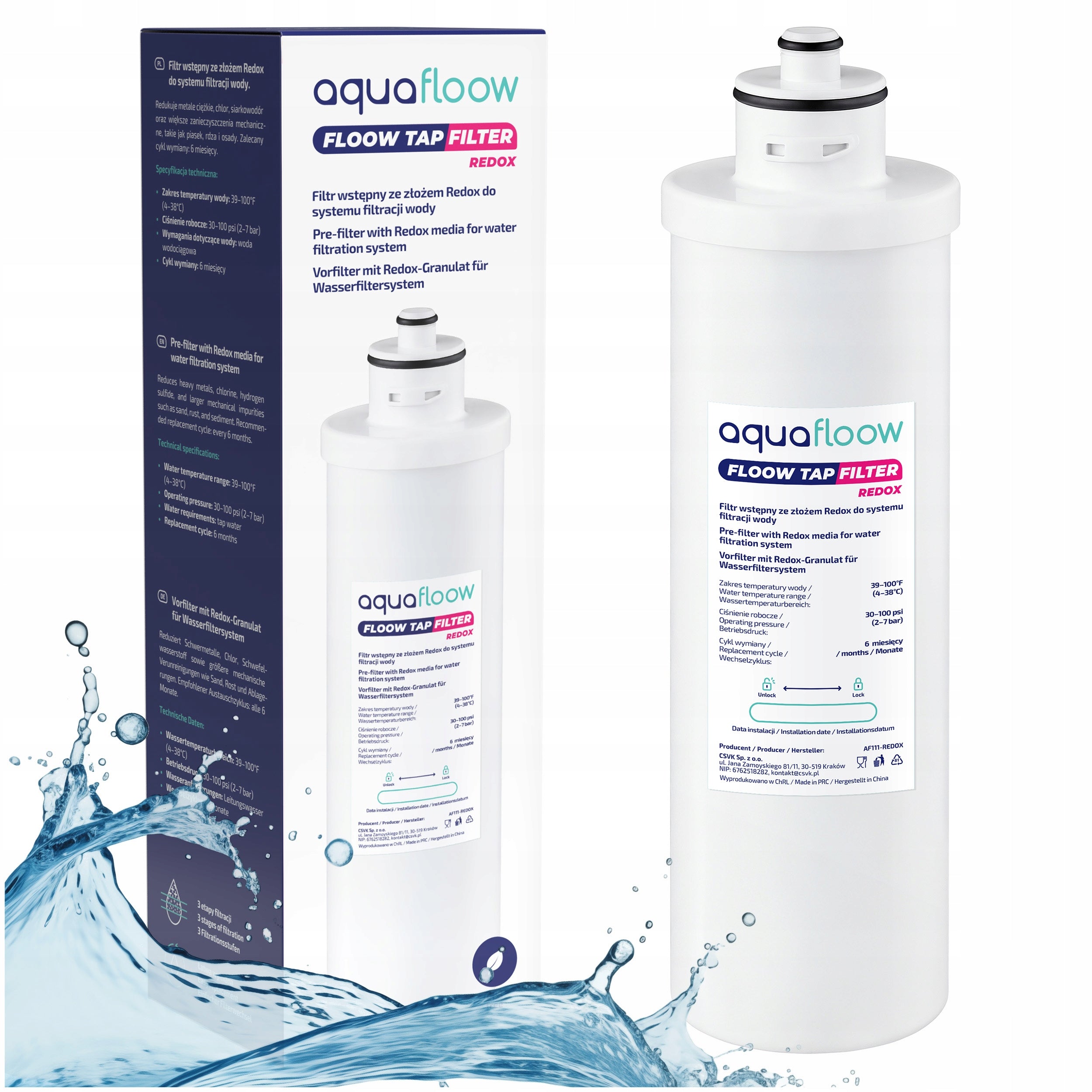 Undersink filter AquaFloow REDOX three-layer filtration installation protection