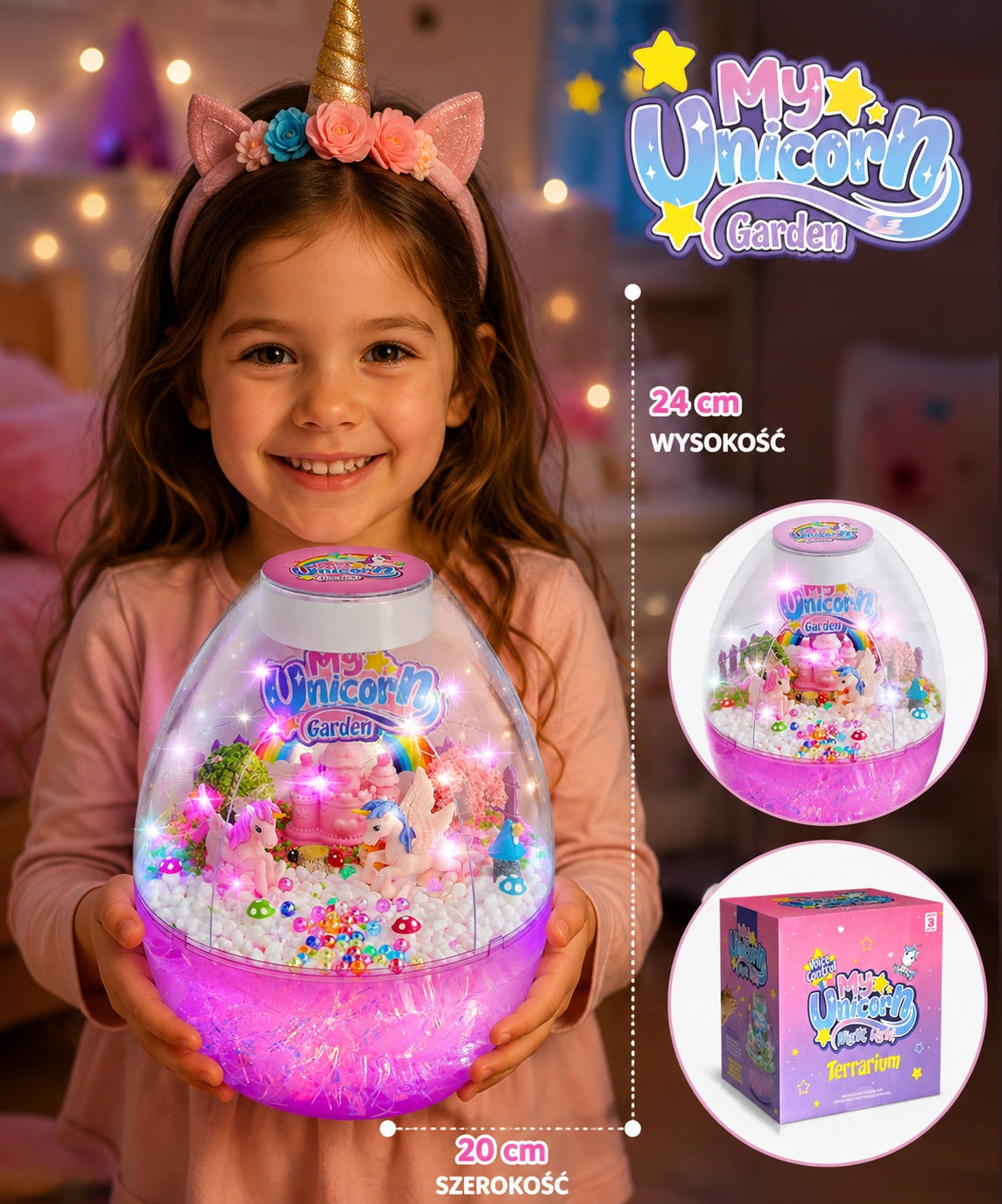 Unicorn Set Creative Terrarium Night Light Voice Controlled and Touch Packaging status original