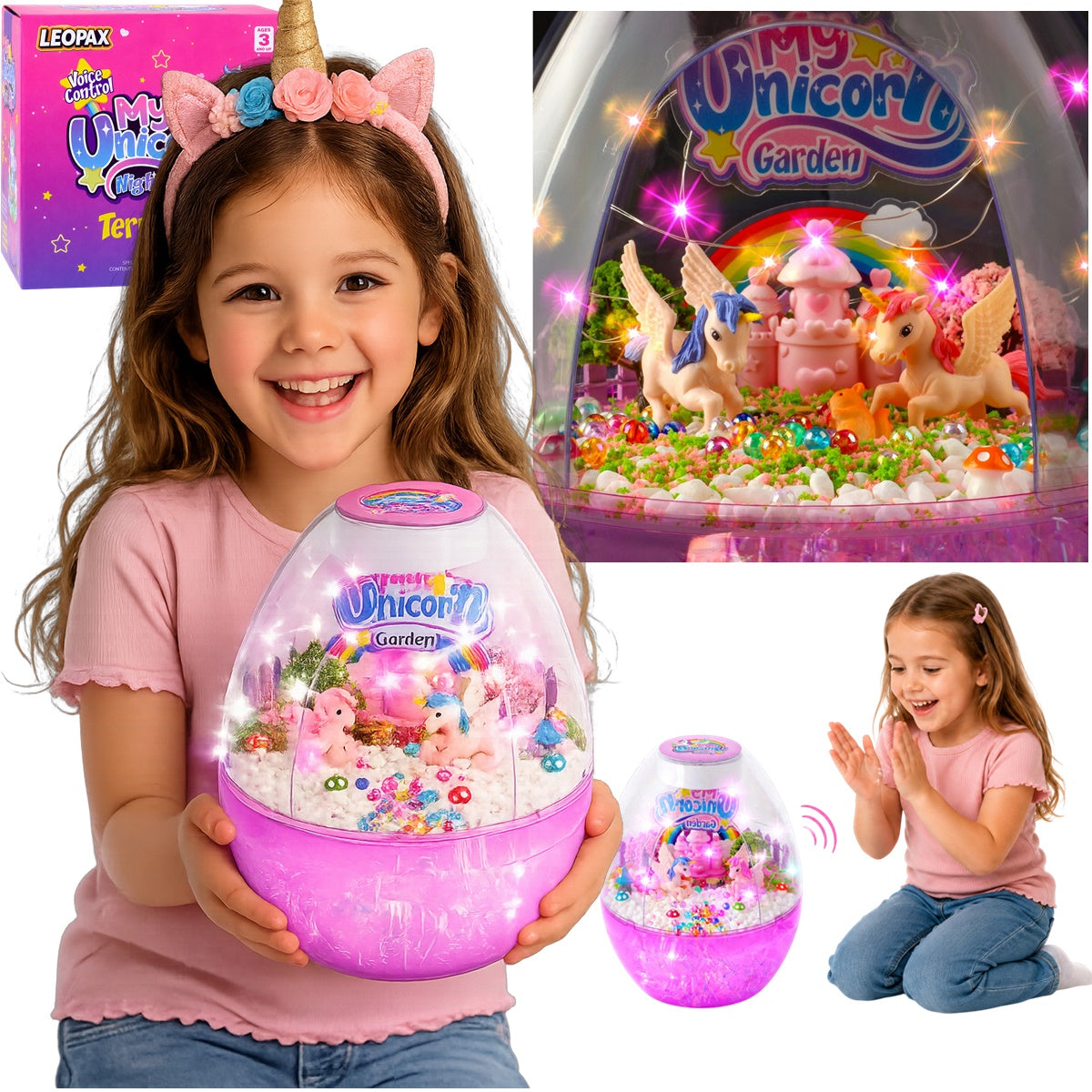 Unicorn Set Creative Terrarium Night Light Voice Controlled and Touch
