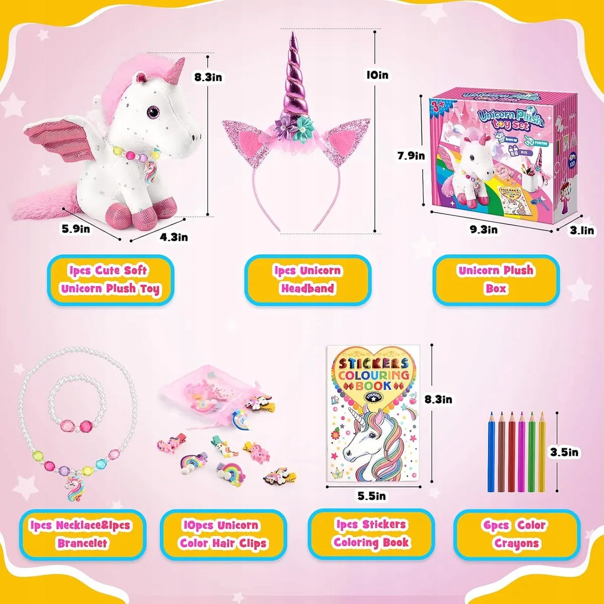 Unicorn Toy Set, Plush Toys, 22-Piece Packaging status original