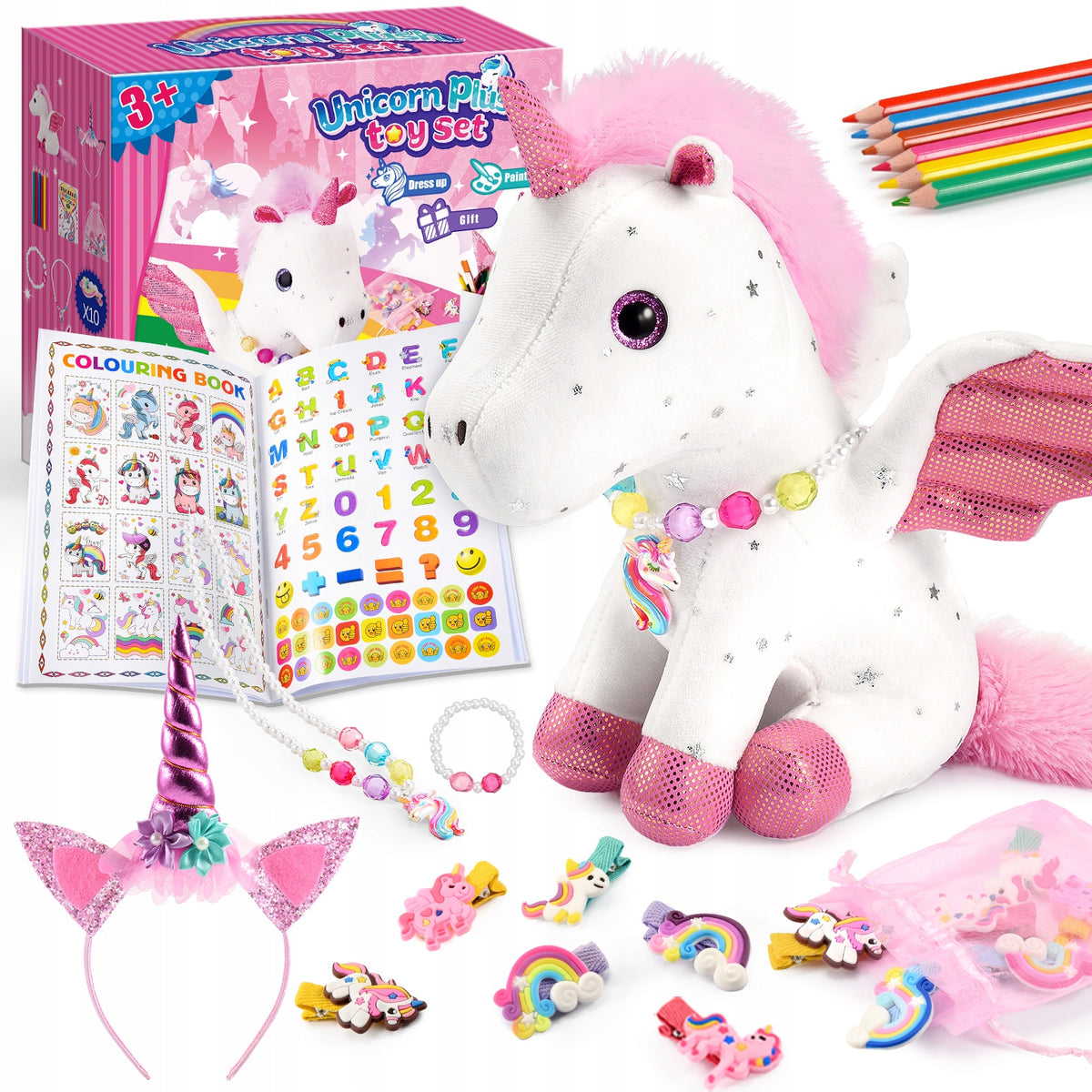 Unicorn Toy Set, Plush Toys, 22-Piece