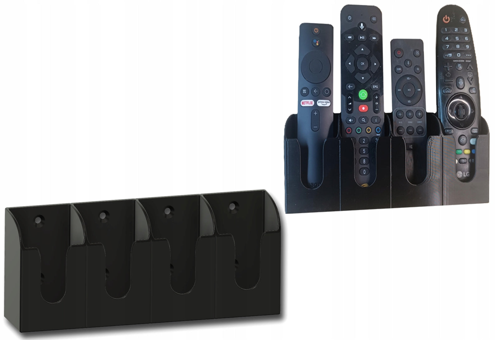 Universal Quadruple Wall Hanger Holder for Remote Control Black Grey White