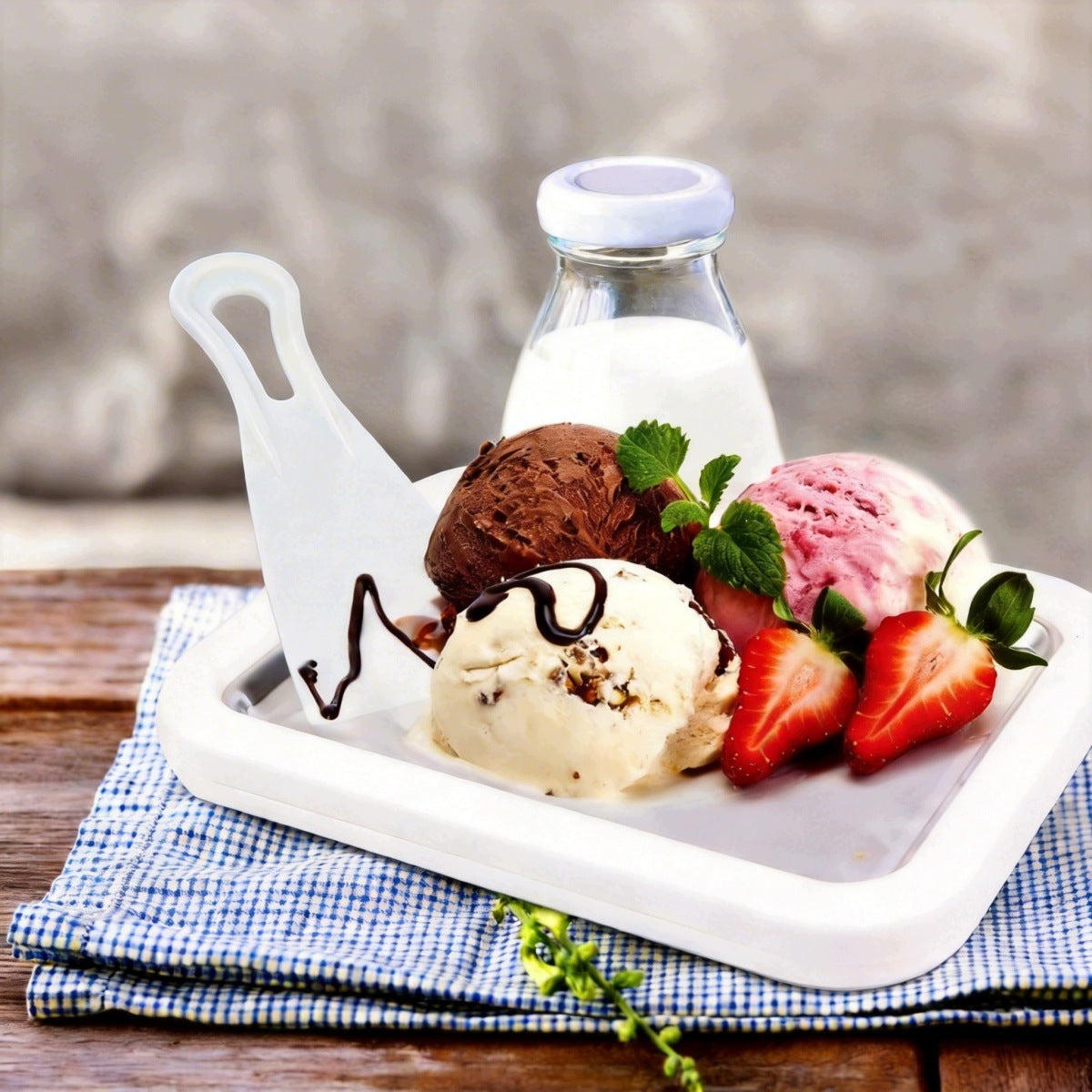 Universal rolling ice cream pan for children and adults without electricity Brand no brand