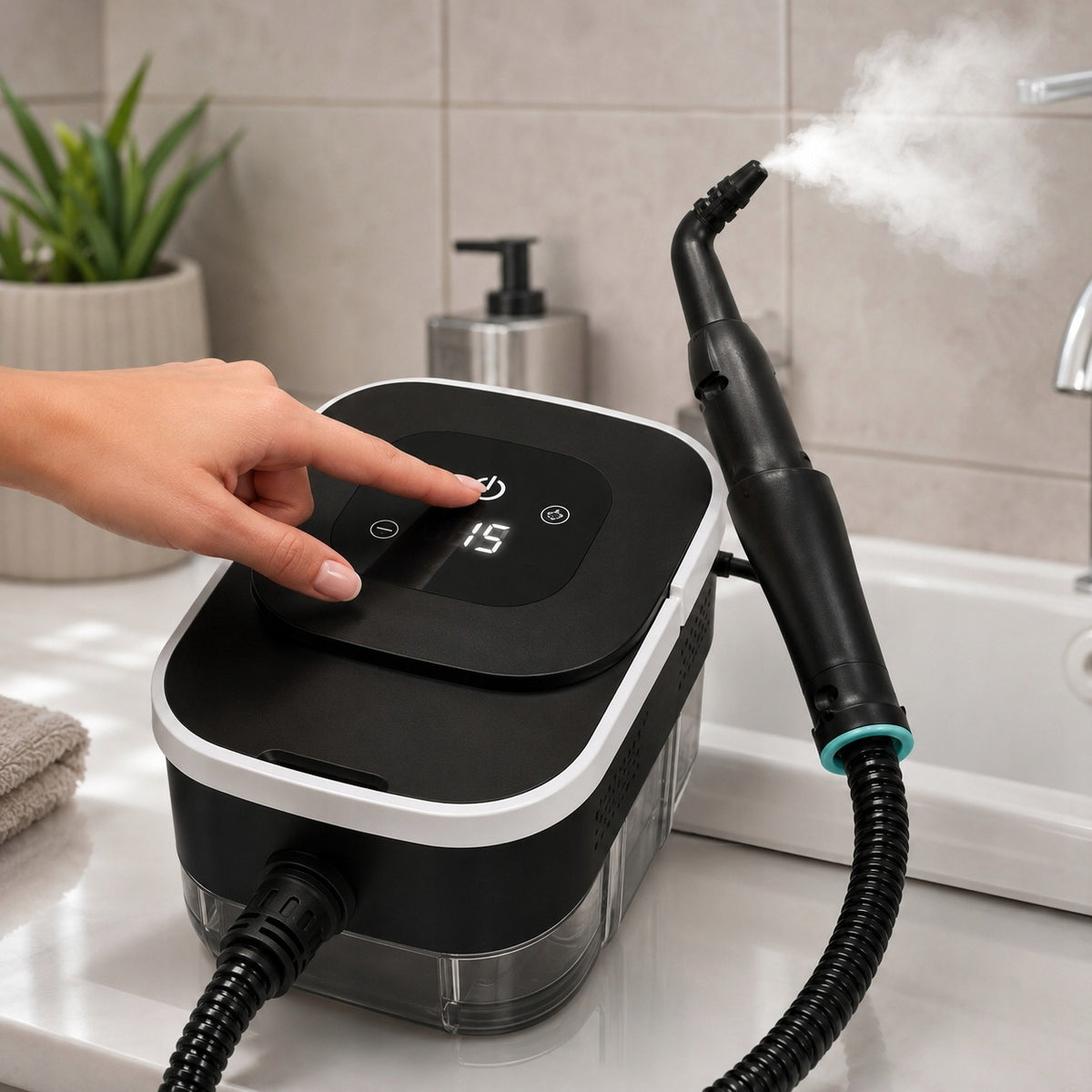 Universal steam cleaner for bathroom 2500 W 4 bar with adjustable steam black Manufacturer code MYJKA PAROWA PAROWNICA GORDON ADP