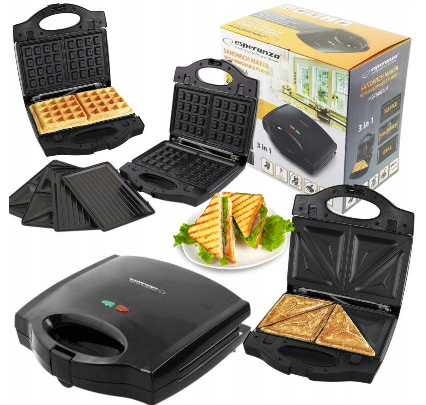 Universal toaster 3in1 Esperanza Portabella EKT006K 700W Black