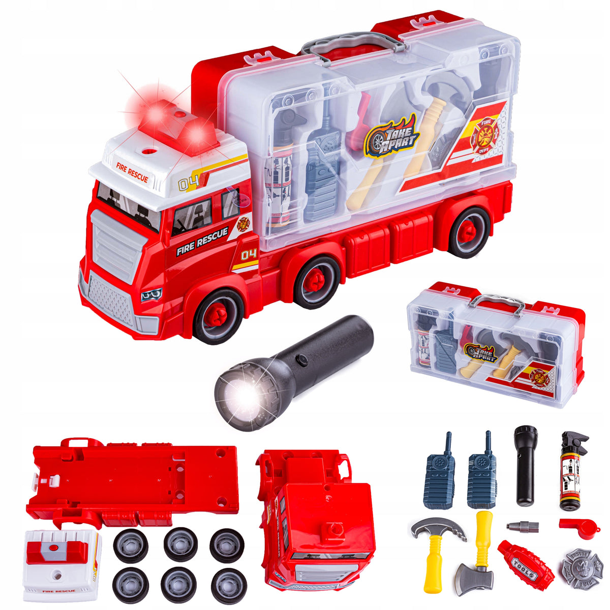 Unscrewing Kit Truck Fire Brigade Screwdriver Flashlight Suitcase