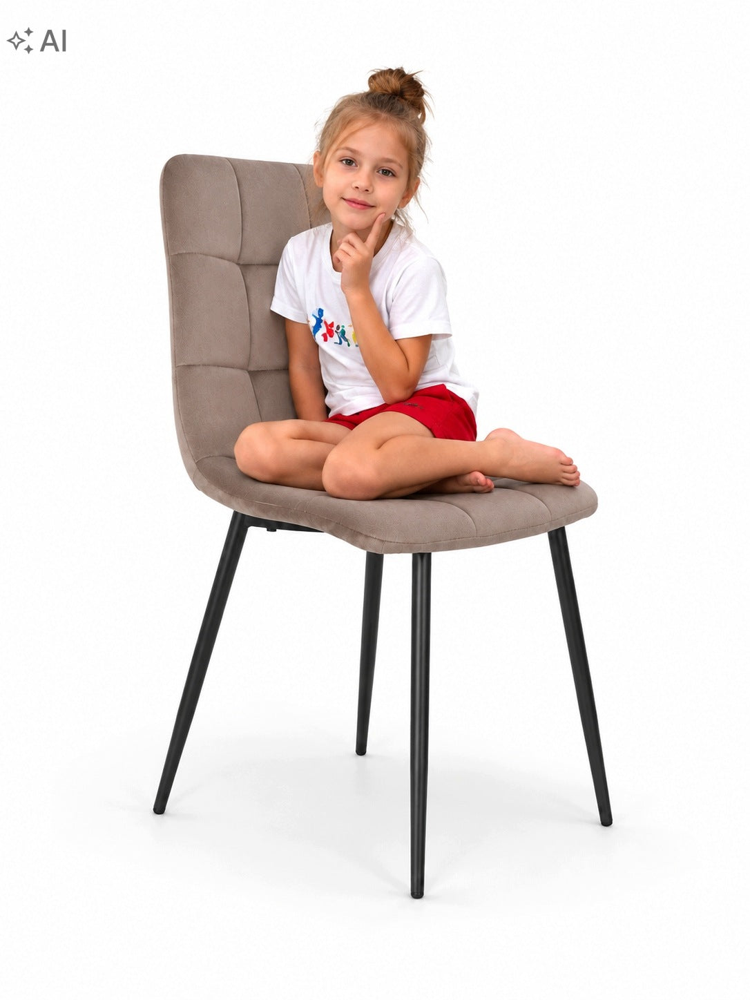 Upholstered Chair Velour Beige Stable Chairs for Kitchen Living Room Manufacturer code Krzesło Tapicerowane Welurowe Taupe W001KT