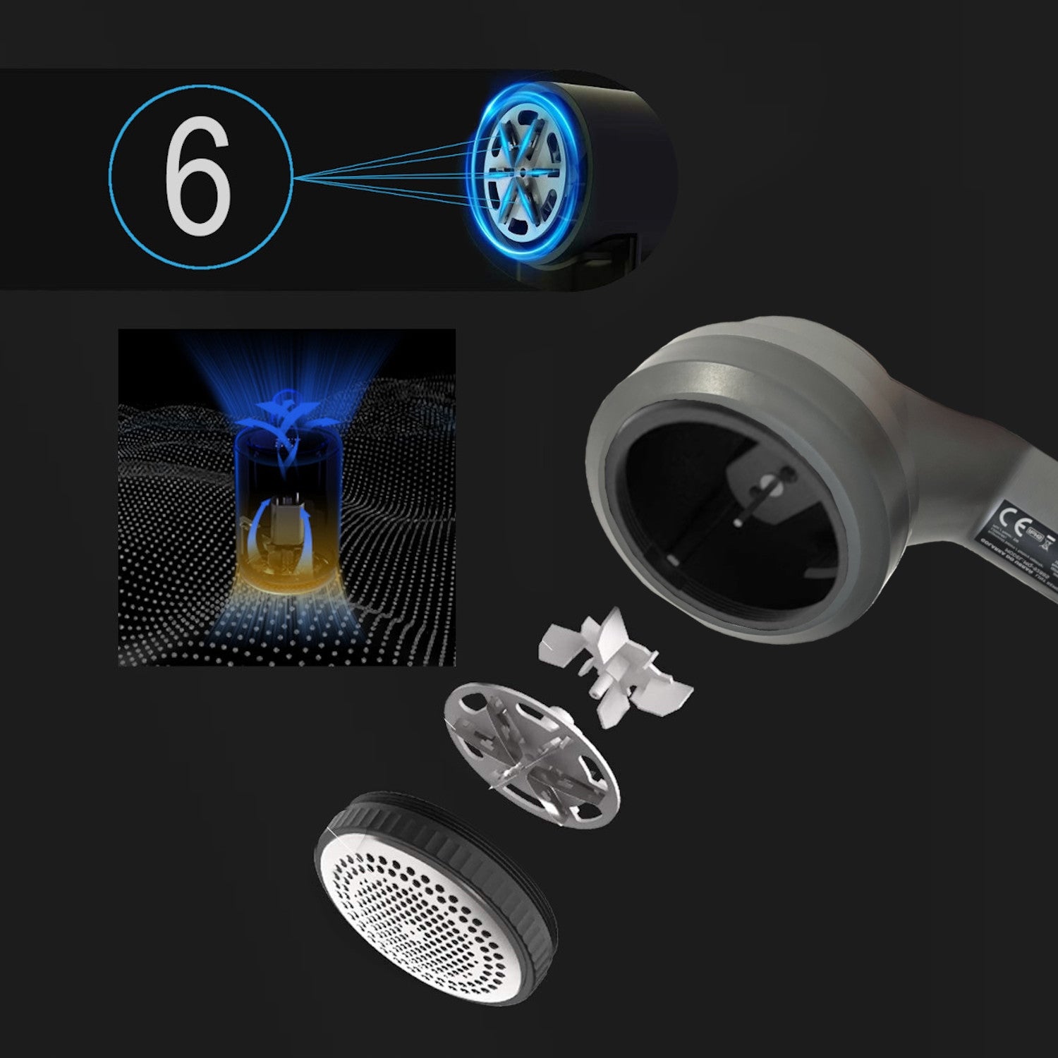Upholstery sweater clothes shaver LARGE STRONG MODERN 6 KNIVES TOOTHBRUSH Packaging status original