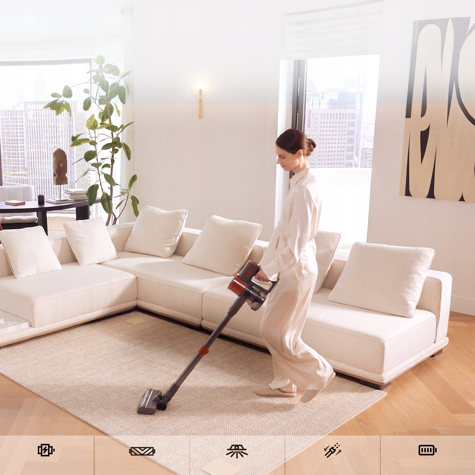 Upright Cordless Vacuum Cleaner JIGOO C200 23Kpa 350W LED 40 Min 72dB 1.2L Manufacturer code Odkurzacz bezprzewodowy pionowy JIGOO C200