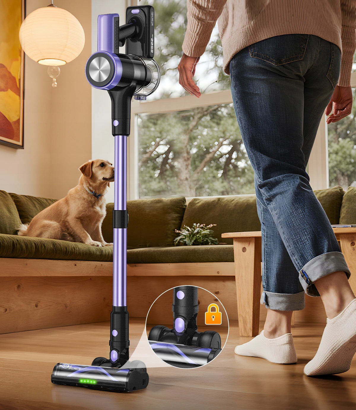 Upright Vacuum Cleaner Feward H28 500W 50KPA New Purple Pet Brand Laresar