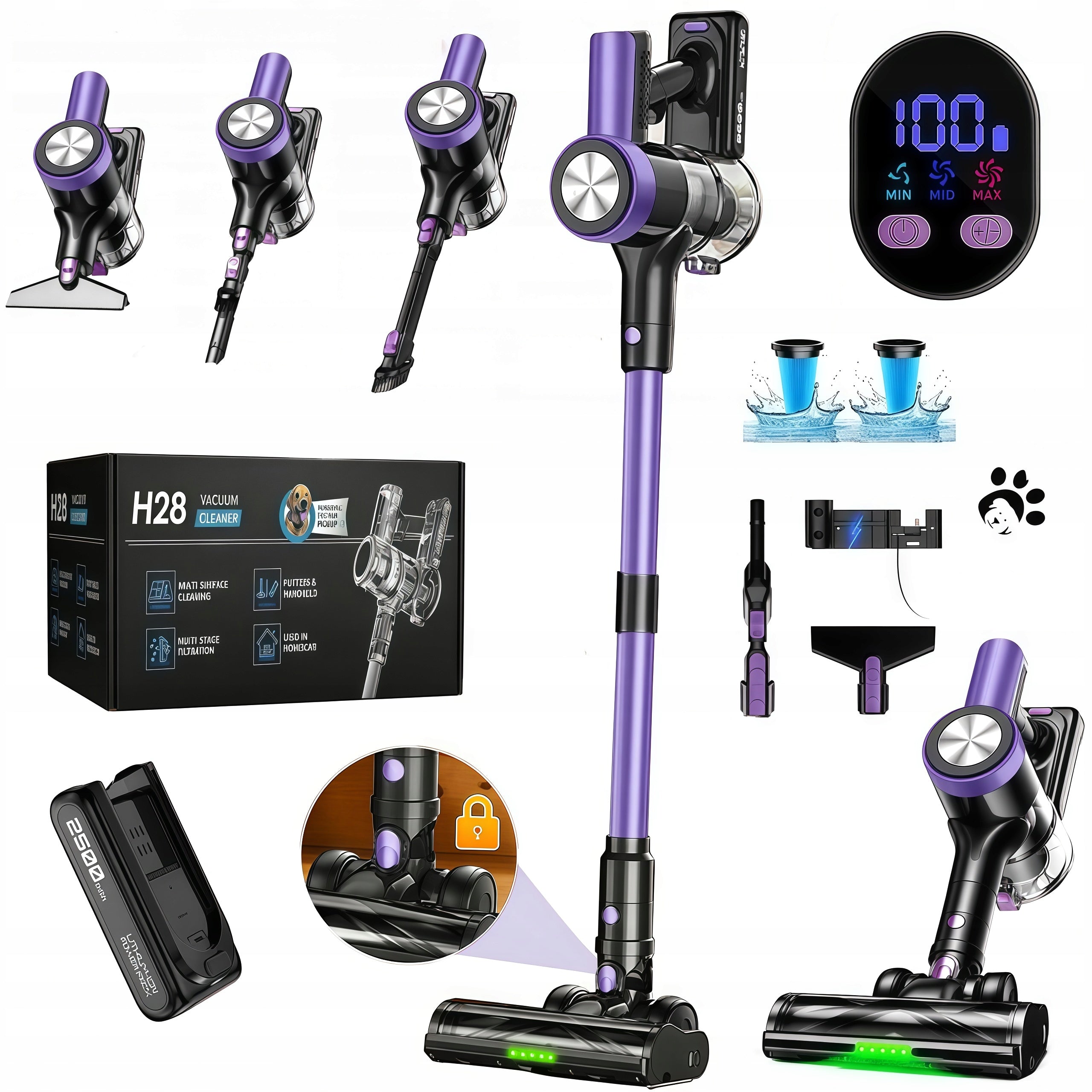 Upright Vacuum Cleaner Feward H28 500W 50KPA New Purple Pet