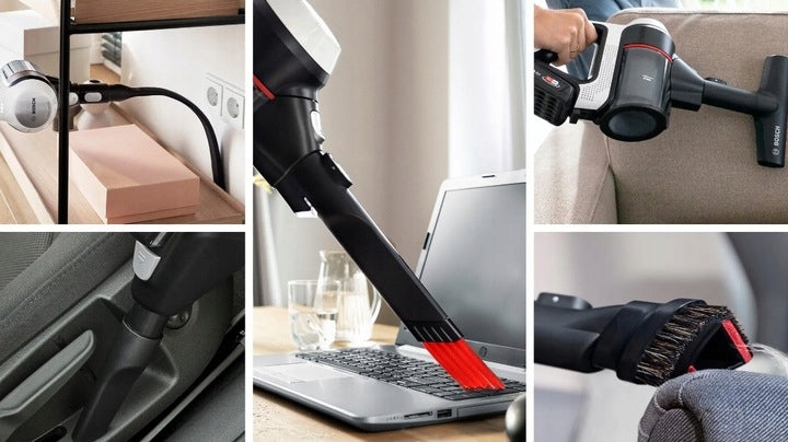 Upright vacuum cleaner Bosch Unlimited 7 BCS711XXL Communications charging indicator battery status indicator display