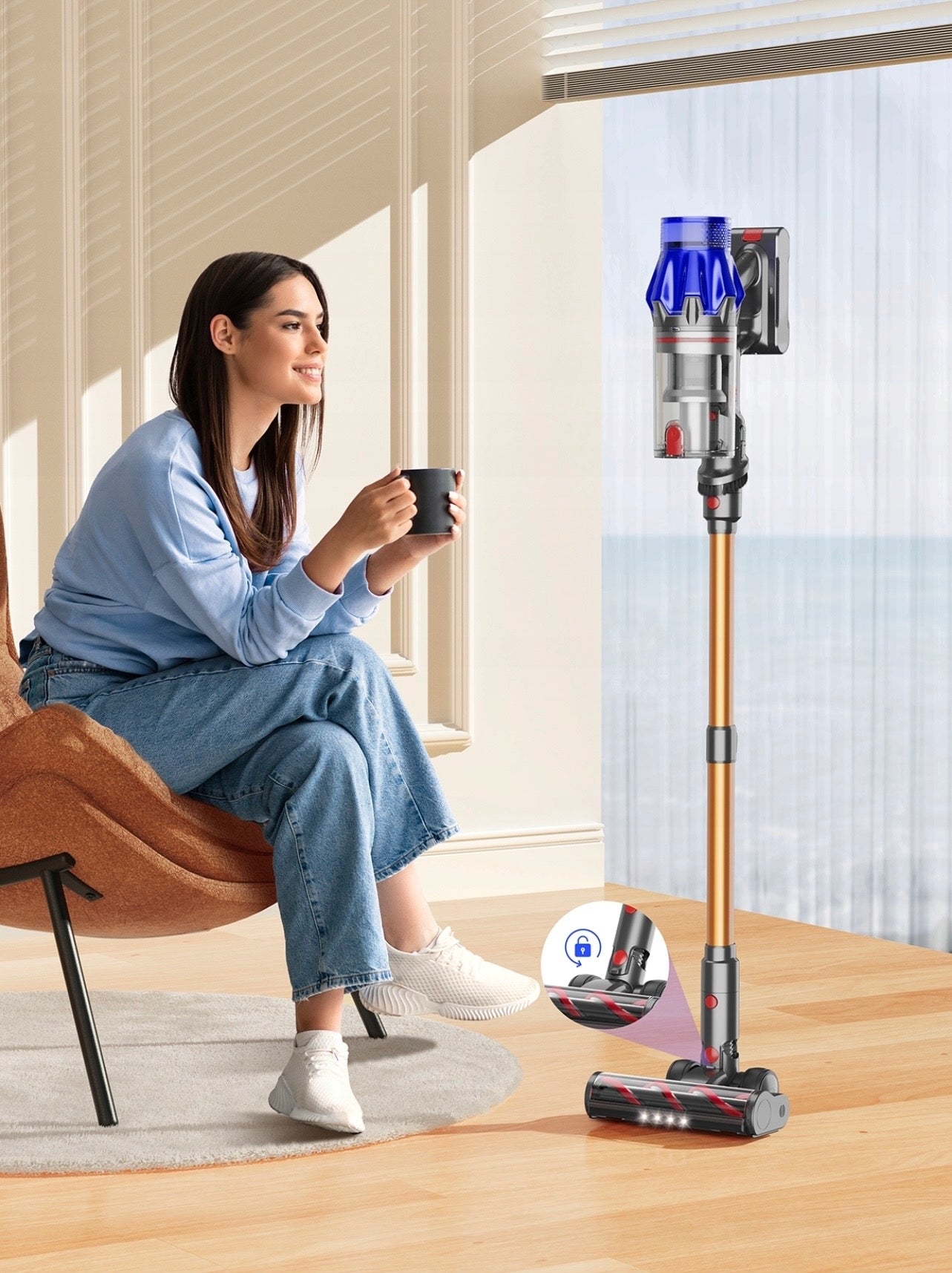 Upright vacuum cleaner Laresar V7S yellow/gold Model V7S