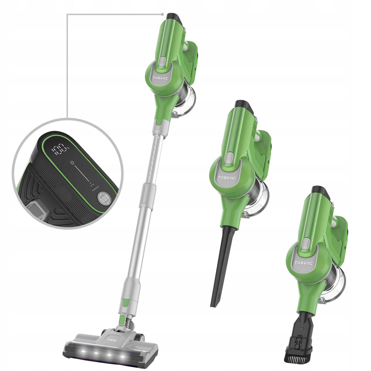 Upright vacuum cleaner TASVAC S8 green wireless LED