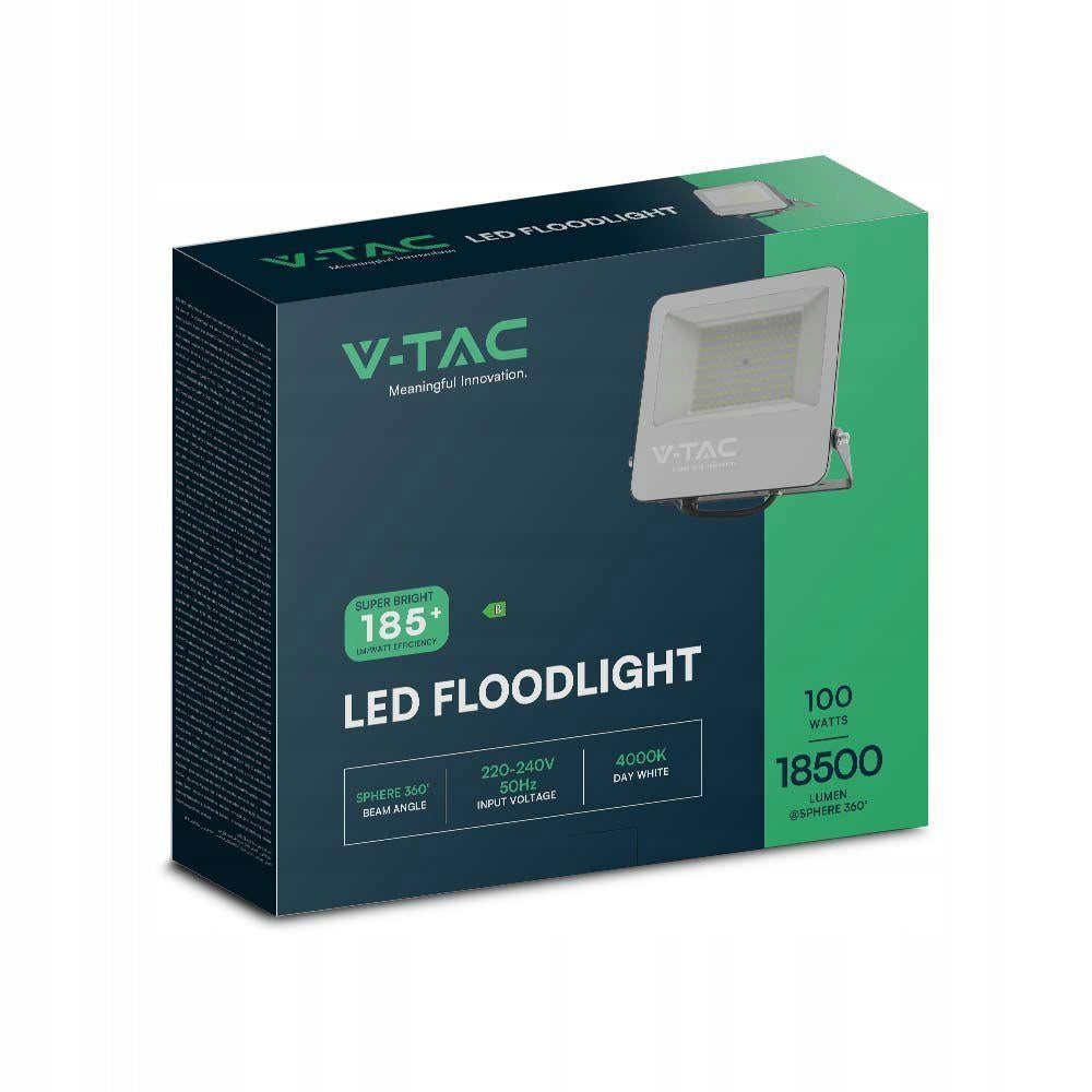 V-TAC LED Floodlight 100W Black 4000K 18500lm IP65 Packaging status original