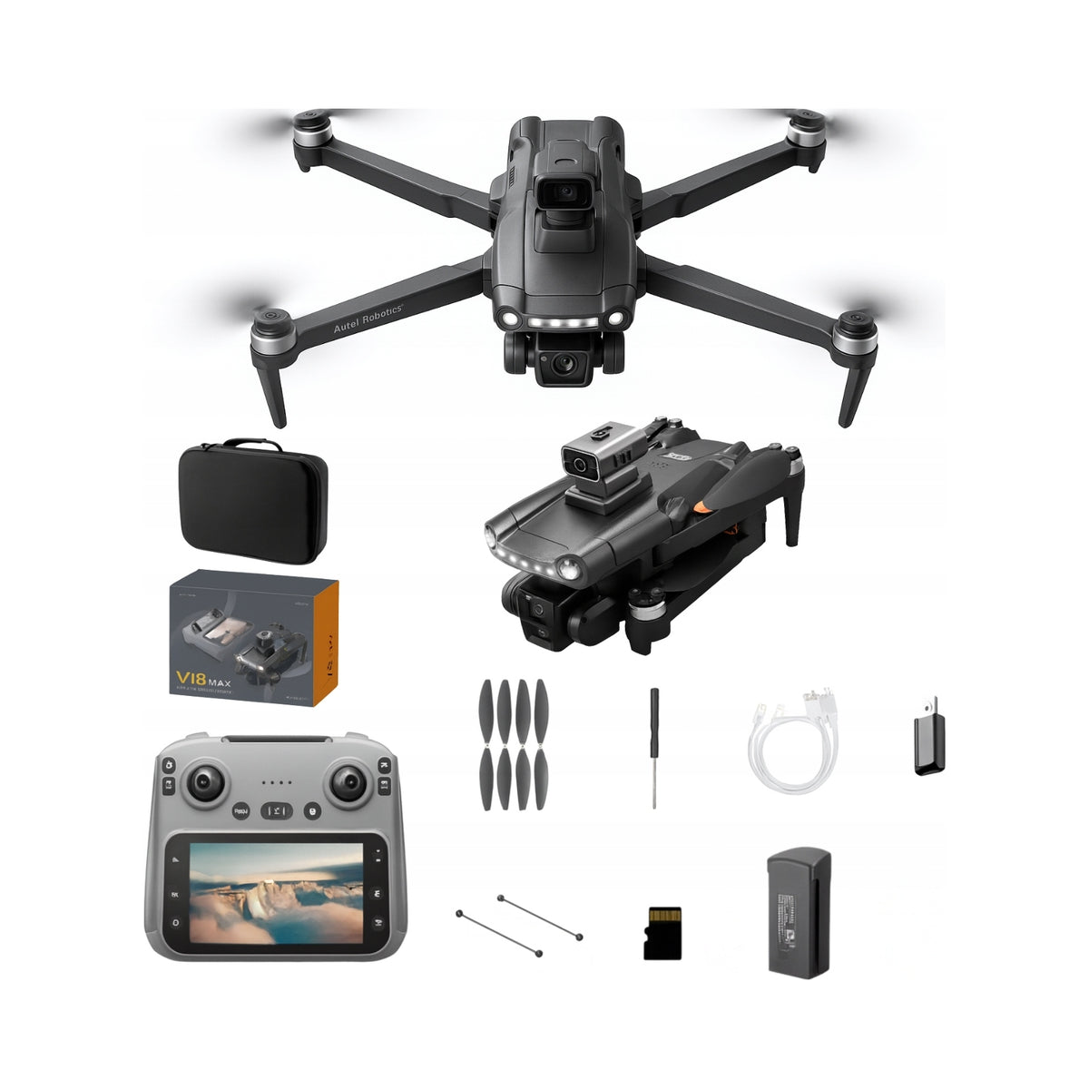 V198MAX Drone 4K WiFi Foldable RC Quadcopter Obstacle Avoidance 3 Batteries