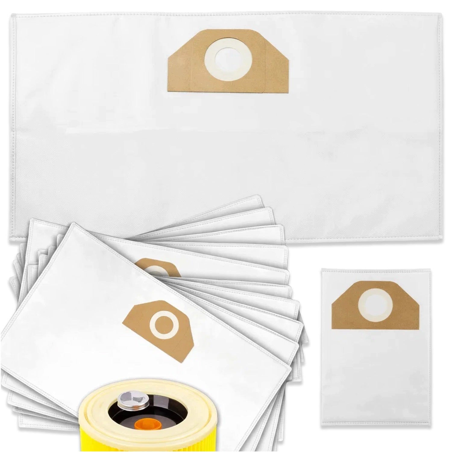 VACUUM CLEANER BAGS KARCHER 10x WD3 200 MV3 FILTER THICKER REINFORCED +FILTER