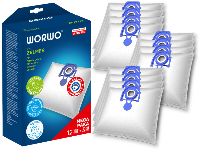 VACUUM CLEANER BAGS ZELMER ODYSSEY METEOR ELF 2 ELF 3 MEGA PACK OF 12