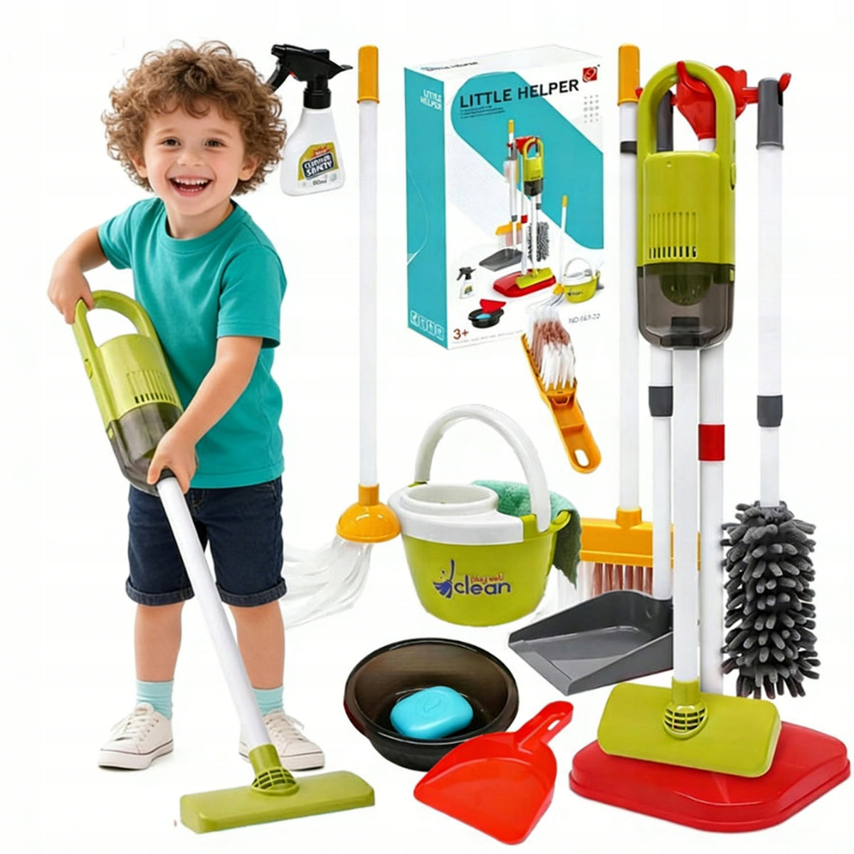 VACUUM CLEANER FOR CHILDREN CLEANING SET 22 ELEMENT BROOM MOP GIFT