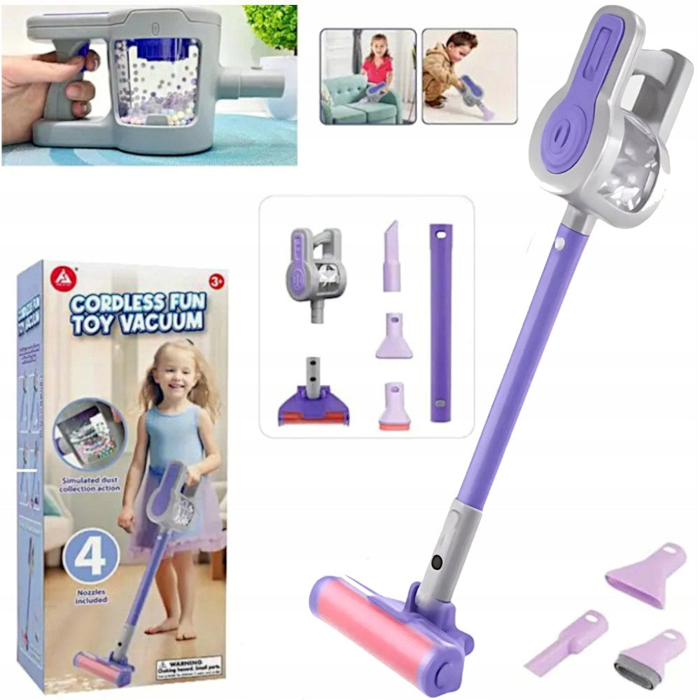 VACUUM CLEANER FOR CHILDREN VERTICAL TOY 4 TIPS SOUND 4IN1 GIFT