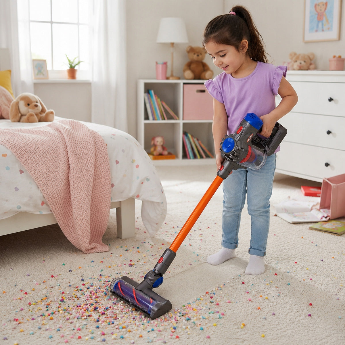 VACUUM CLEANER FOR CHILDREN VERTICAL wireless 3 tips PULLS BALLS LIGHTS UP Manufacturer code Odkurzacz Pionowy dla Dzieci z Dźwiękiem 3w1