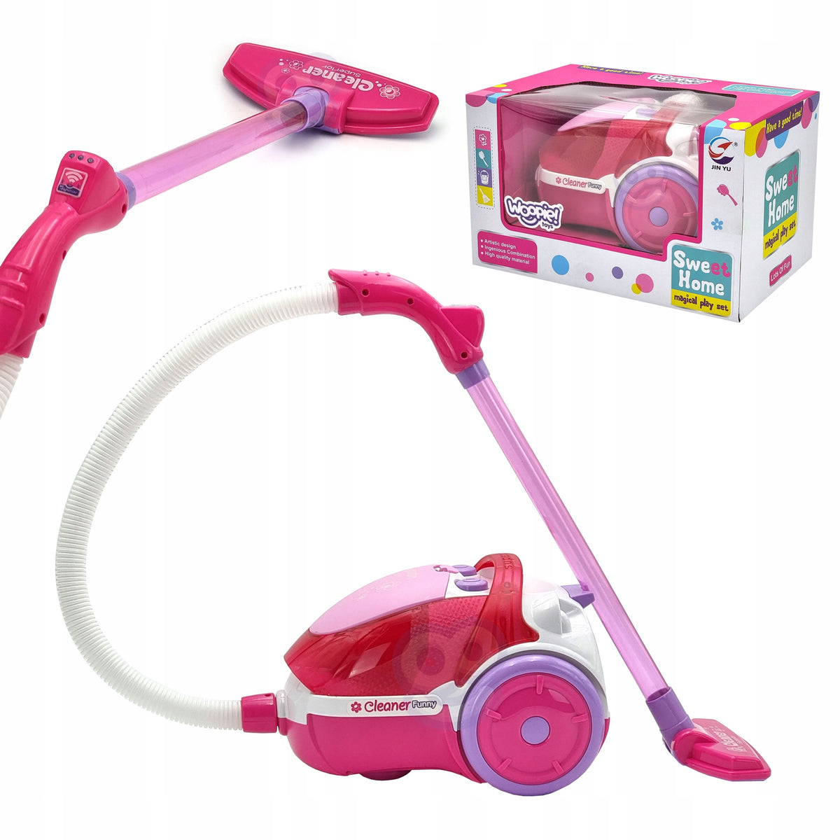 VACUUM CLEANER FOR CHILDREN WITH SOUND MANUAL SUCTION FUNCTION PINK XL WOOPIE Manufacturer code 28804