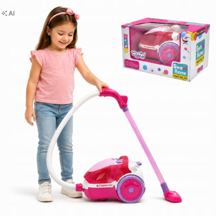 VACUUM CLEANER FOR CHILDREN WITH SOUND MANUAL SUCTION FUNCTION PINK XL WOOPIE