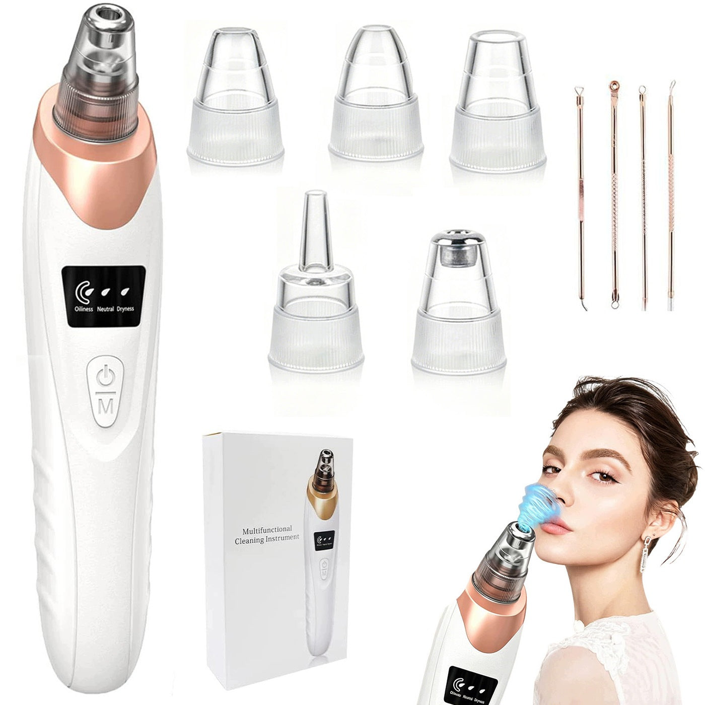 VACUUM CLEANER FOR PORE BLACKHEADS FACIAL CLEANSING 3 LEVELS MICRODERMABRASION