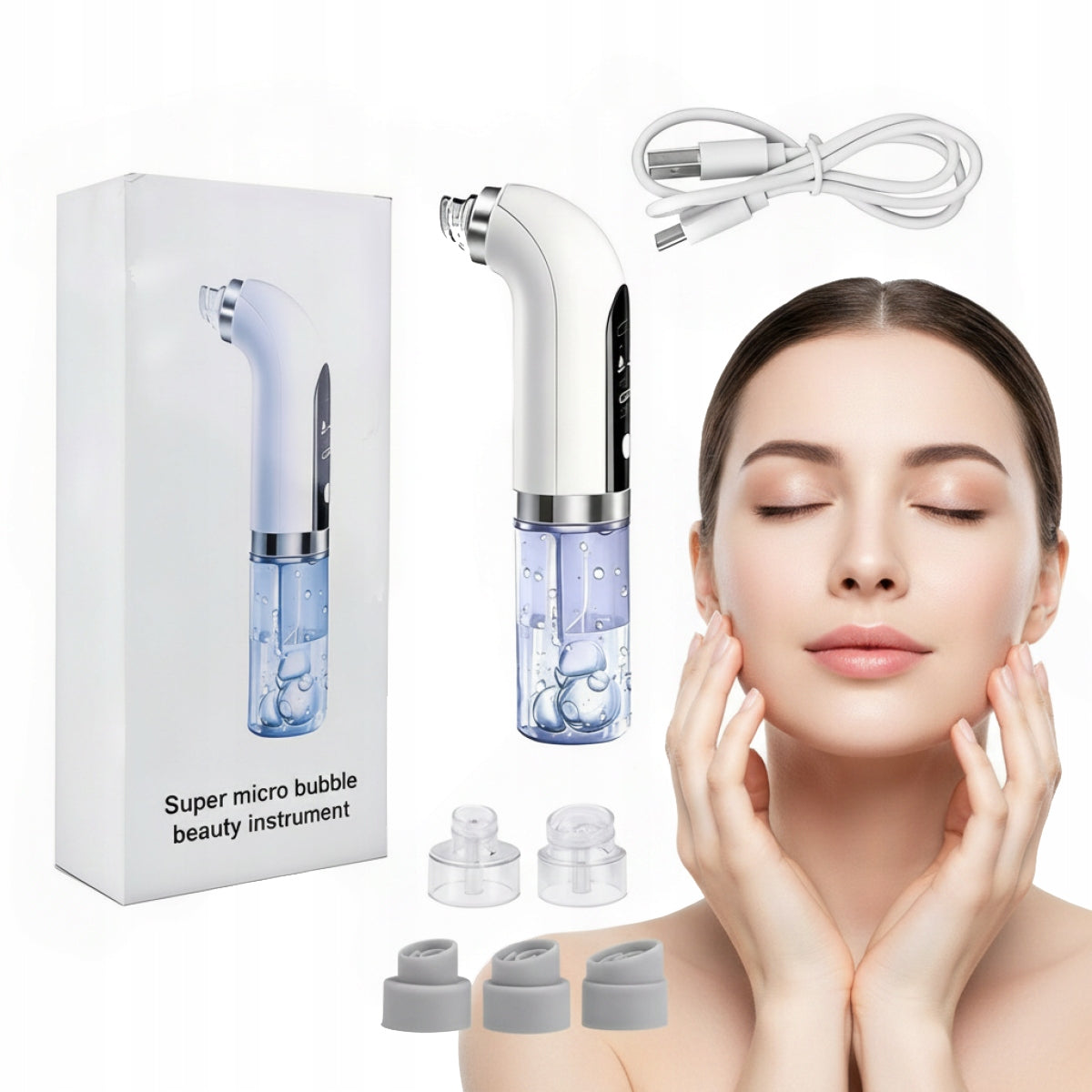 VACUUM CLEANER FOR PORE BLACKHEADS MOBILE HYDRABRASION 6 TIPS CLEANING