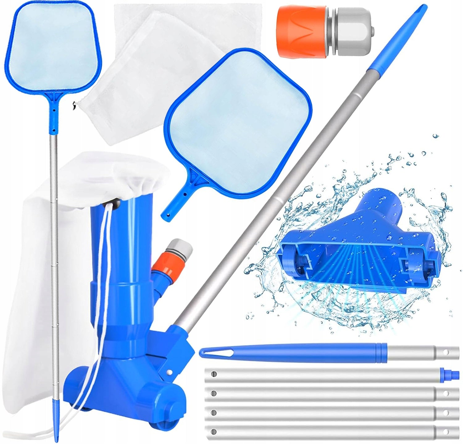 VACUUM CLEANER POOL BRUSH CLEANING BOTTOM WALLS BESTWAY INTEX SET 4IN1