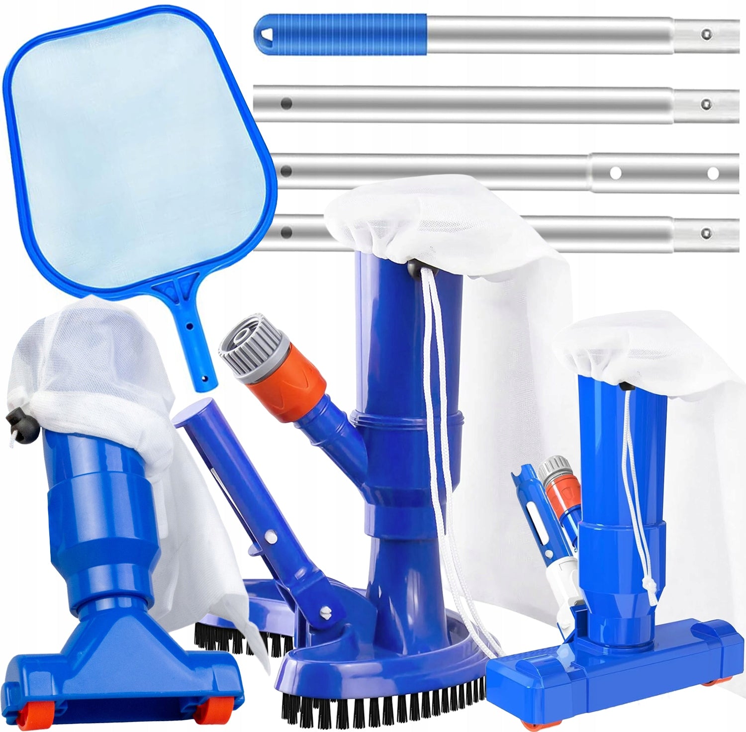 VACUUM CLEANER POOL BRUSH CLEANING BOTTOM WALLS BESTWAY INTEX SET 6IN1
