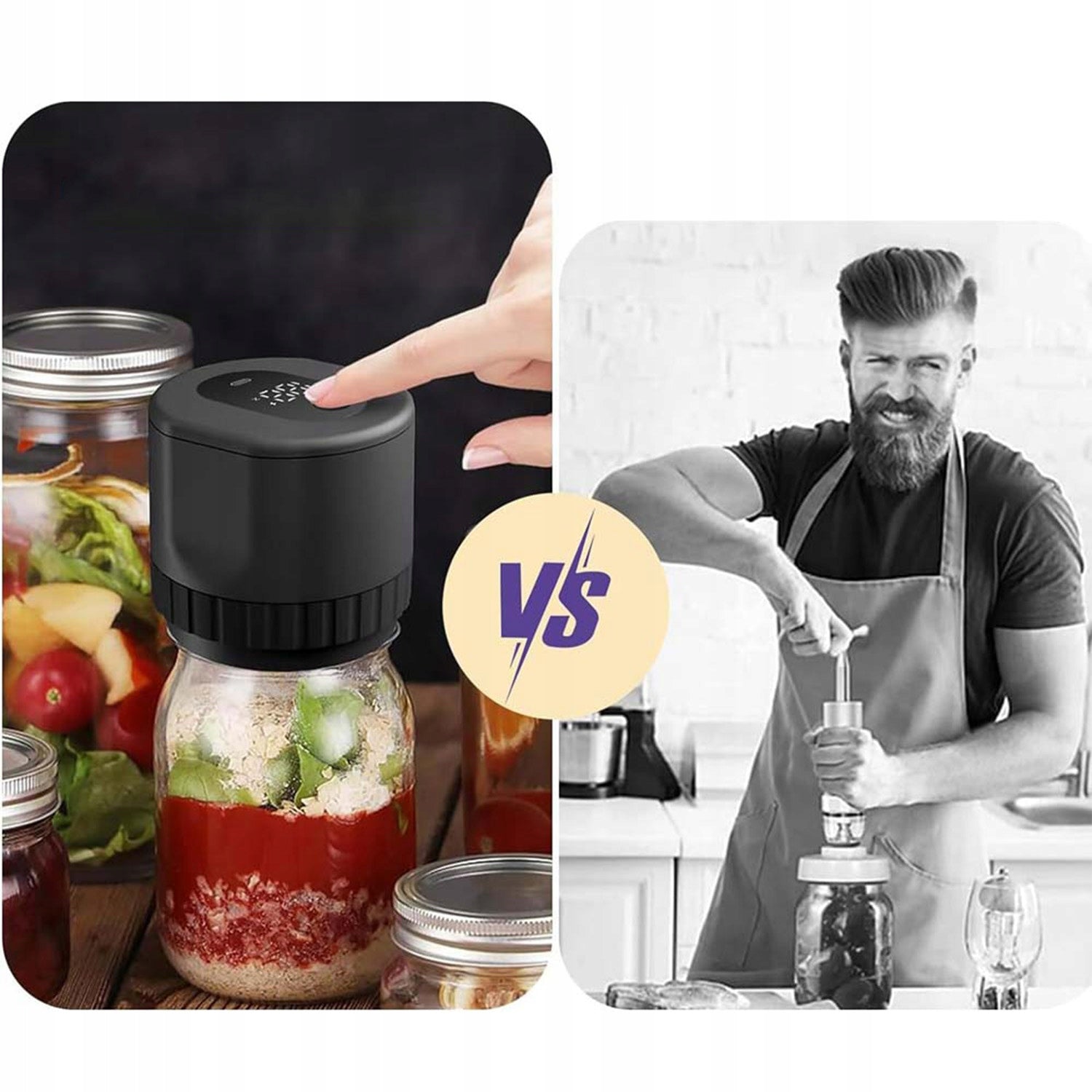 VACUUM MASON ELECTRIC JAR CLOSER WITH STRONG SUCTION POWER BLACK Product weight with unit packaging 0.5 kg