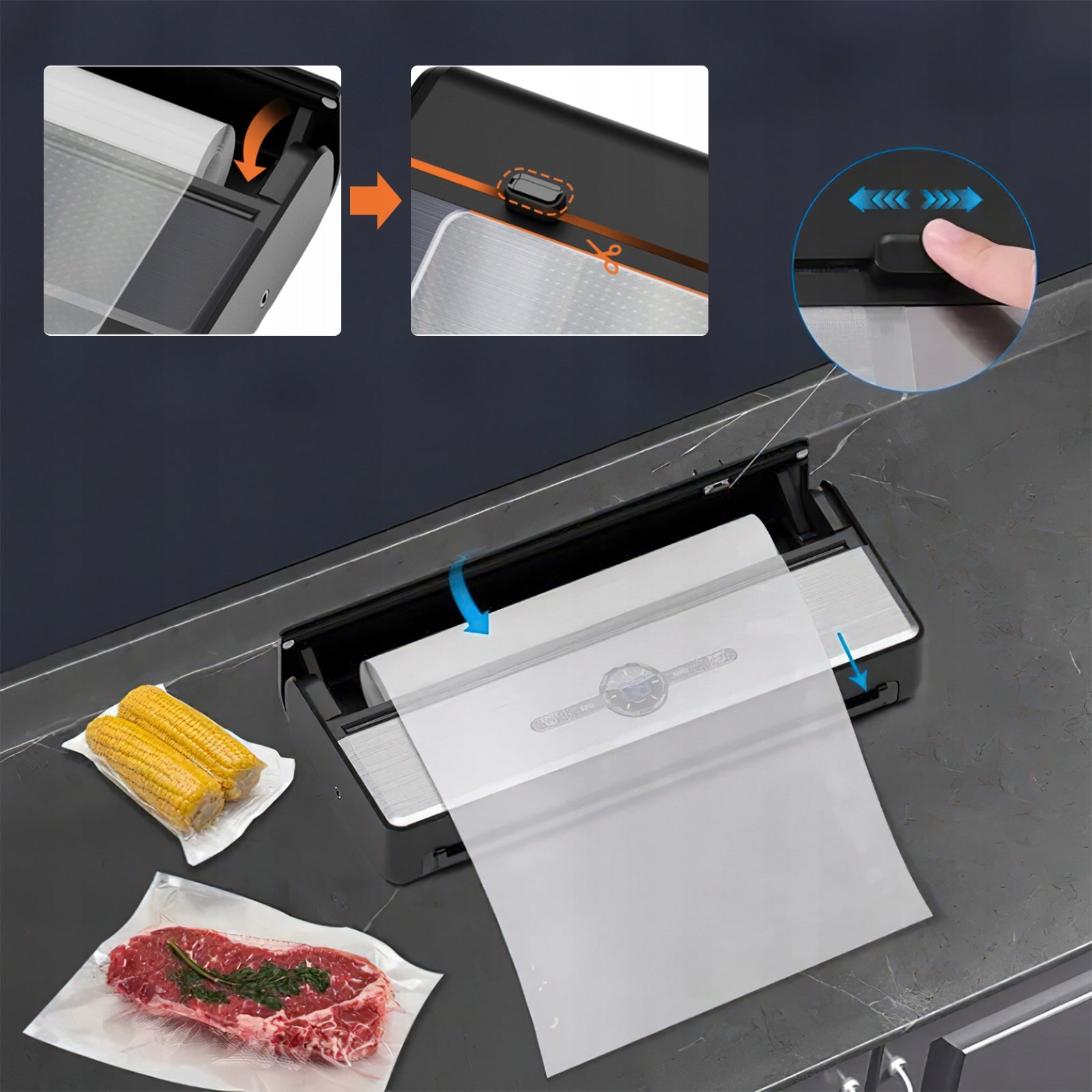 VACUUM SEALER FOOD PACKAGING MACHINE AUTOMATIC+BAGS & FILM 7in1 Brand no brand