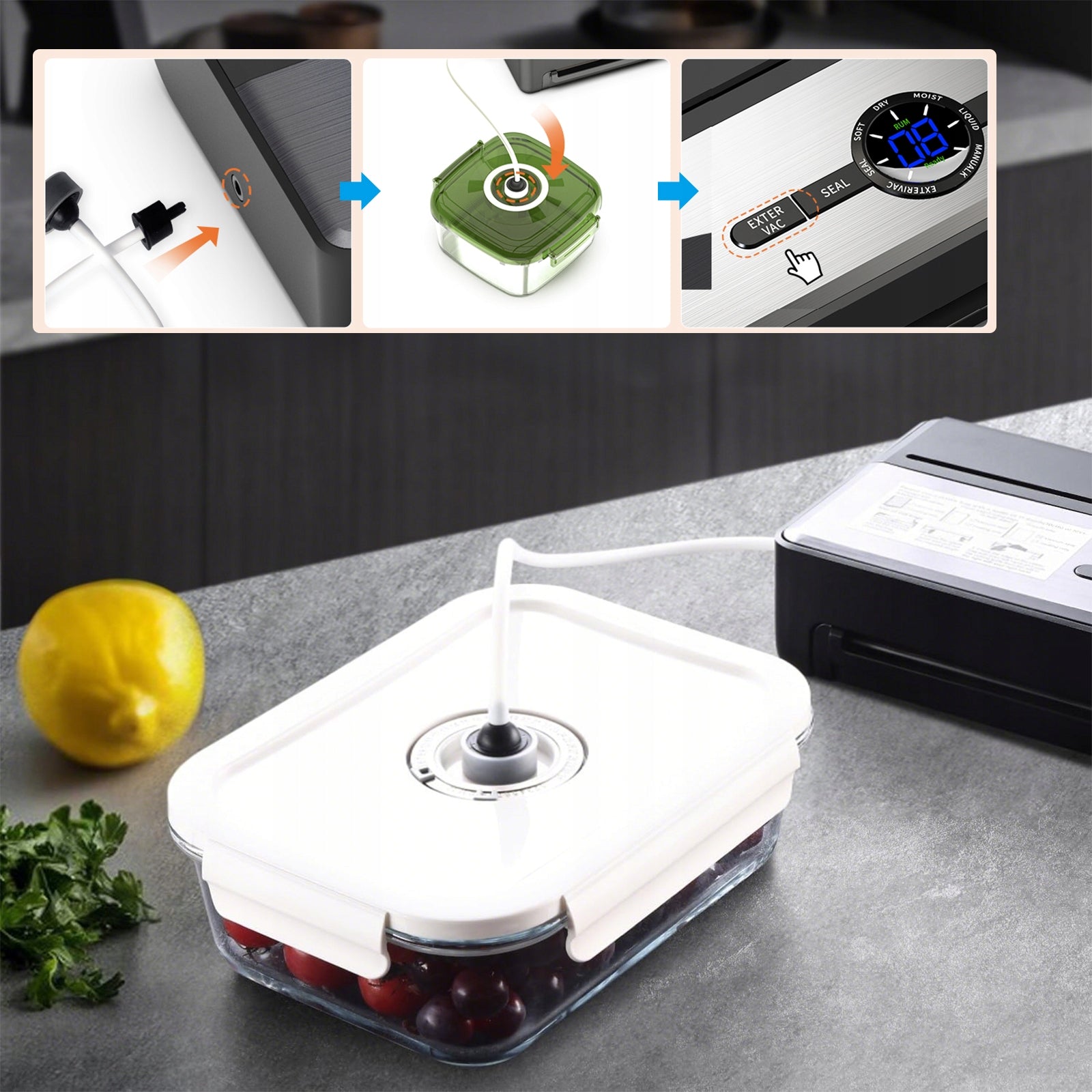 VACUUM SEALER FOOD PACKAGING MACHINE AUTOMATIC+BAGS & FILM 7in1 Maximum seal width 31 cm