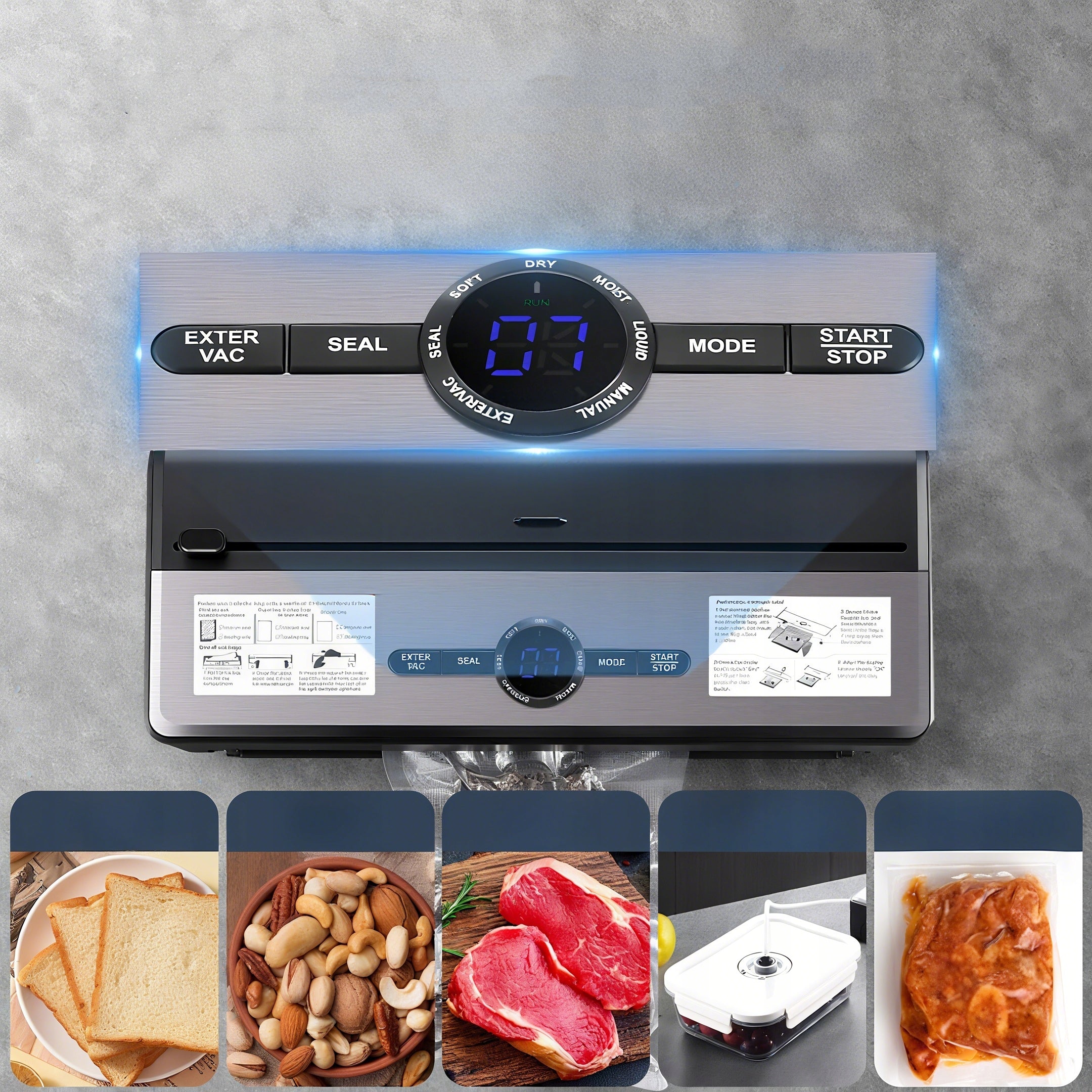 VACUUM SEALER FOOD PACKAGING MACHINE AUTOMATIC+BAGS & FILM 7in1 Model Vacuum Sealer