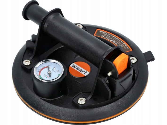 VACUUM SUCTION CUP 200 MM HANDLE WITH PRESSURE GAUGE IN CASE LIFTING CAPACITY 120 KG Batteries included no