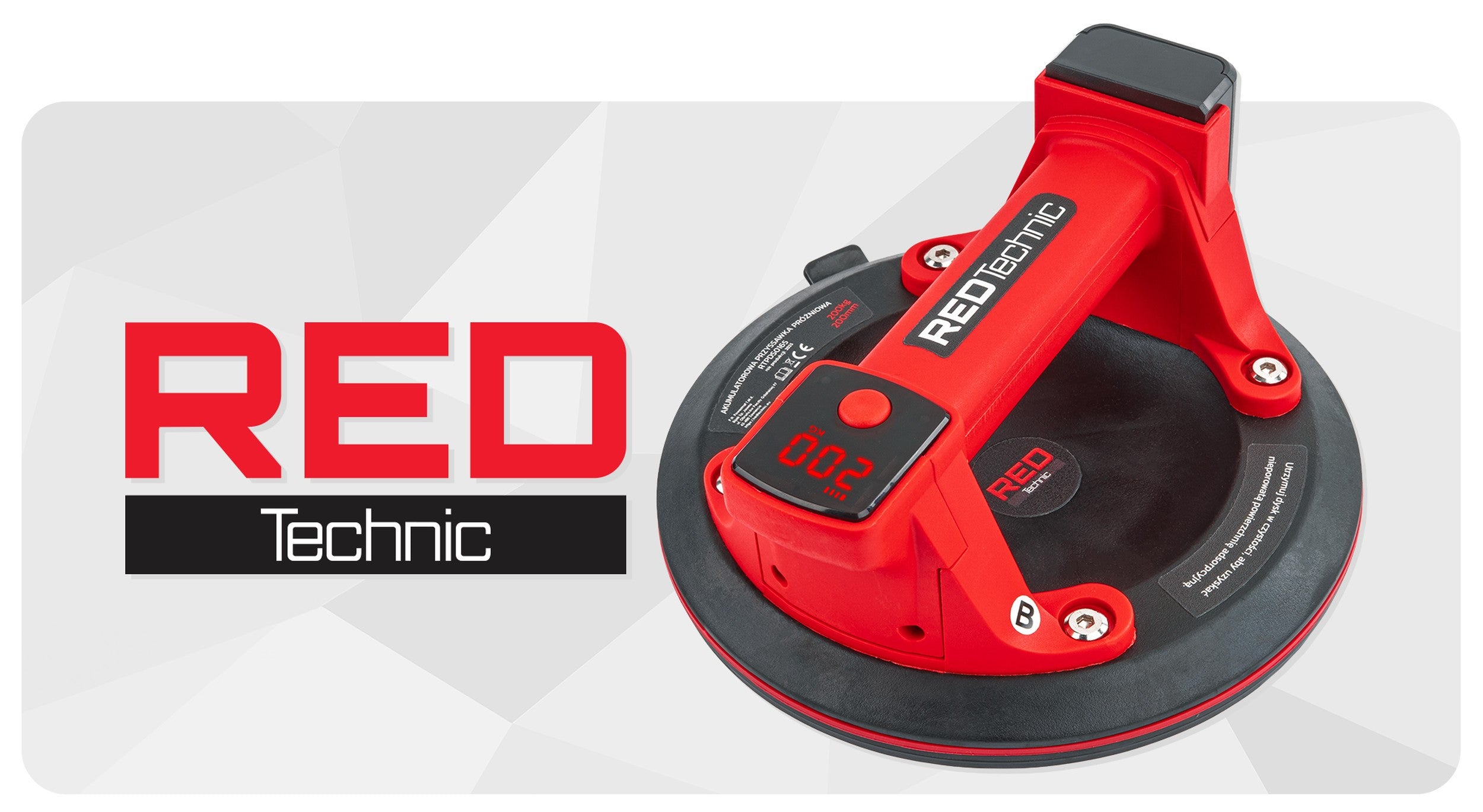 VACUUM SUCTION CUP CORDLESS FOR TILES LCD GLASS HOLDER STONEWARE 200KG Brand RED TECHNIC