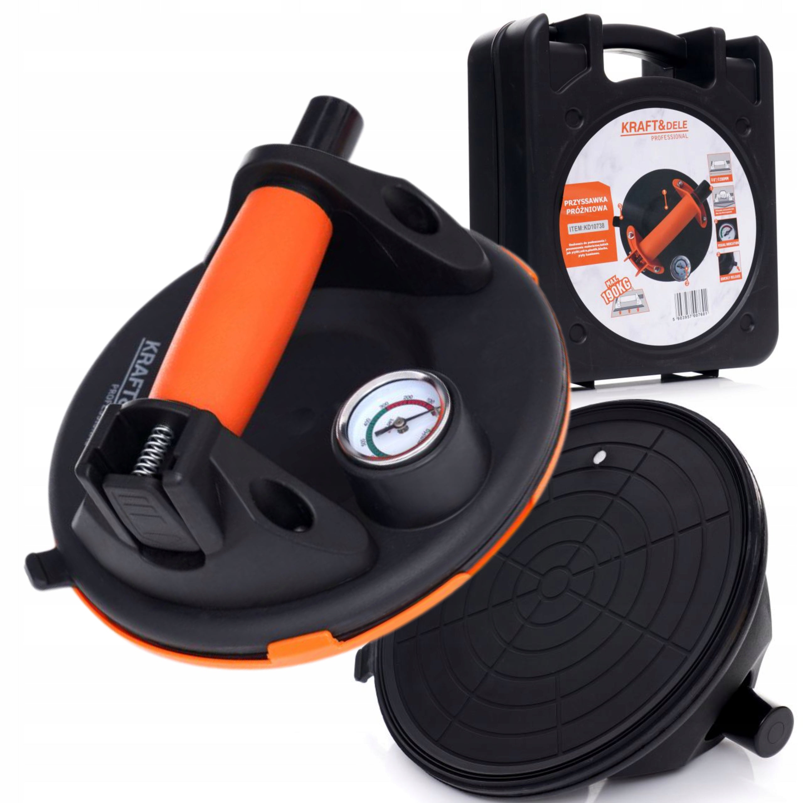 VACUUM SUCTION CUP FOR TILES HOLDER WITH GLASS GLAZE PUMP 190 KG 200 MM