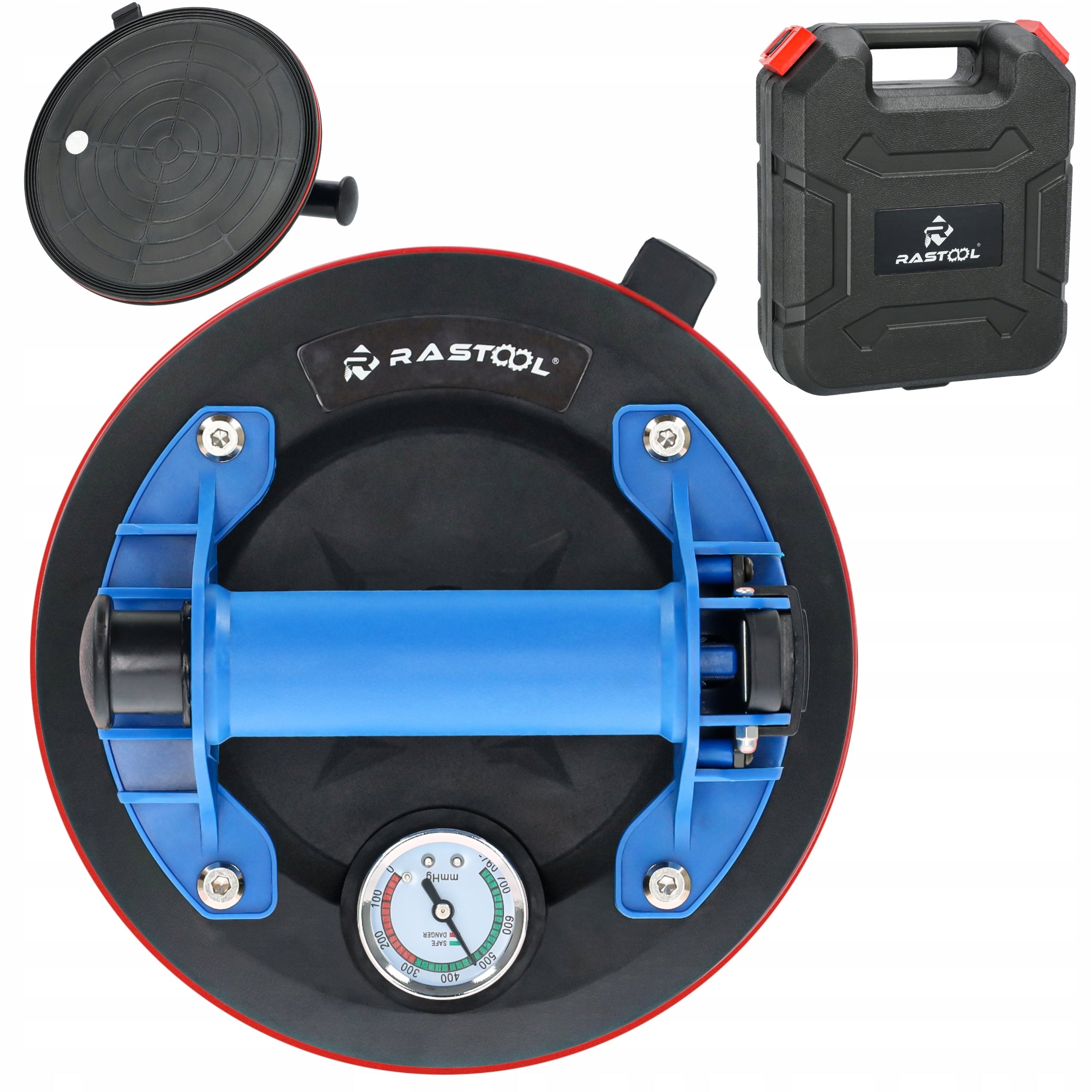 VACUUM SUCTION CUP HOLDER WITH GLASS TILE PUMP WITH PRESSURE GAUGE RS