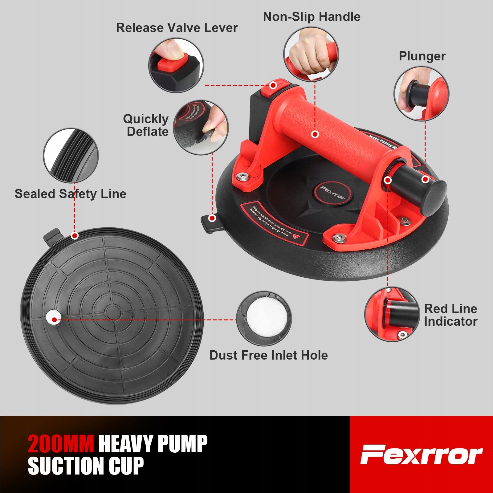 VACUUM TILE SUCTION CUP with PUMP x2 300KG for GLAZE GLASS PRO 200mm Brand no brand