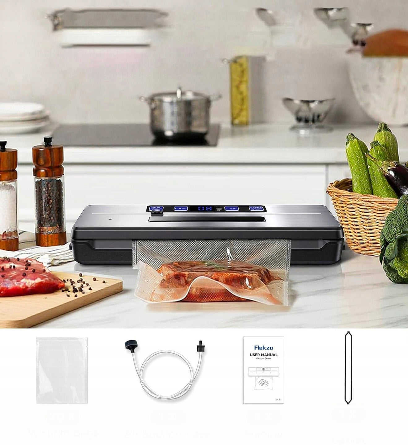 VACUUM WELDING MACHINE FOOD FOIL PACKAGING MACHINE 120W + 20X BAGS Power 120 W