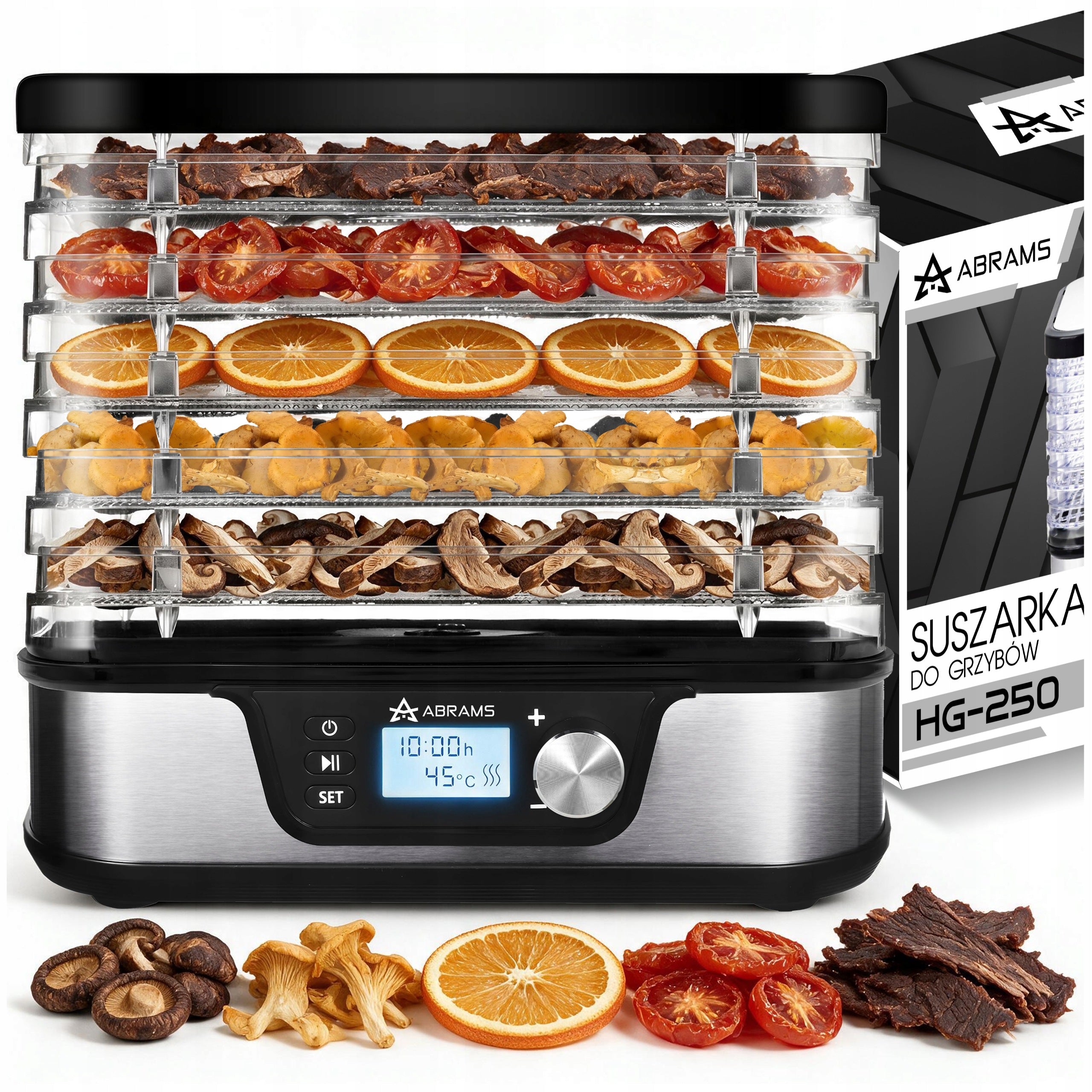 VEGETABLE AND FRUIT MUSHROOM DRYER 350W TEMPERATURE CONTROL TIMER 5 SIT