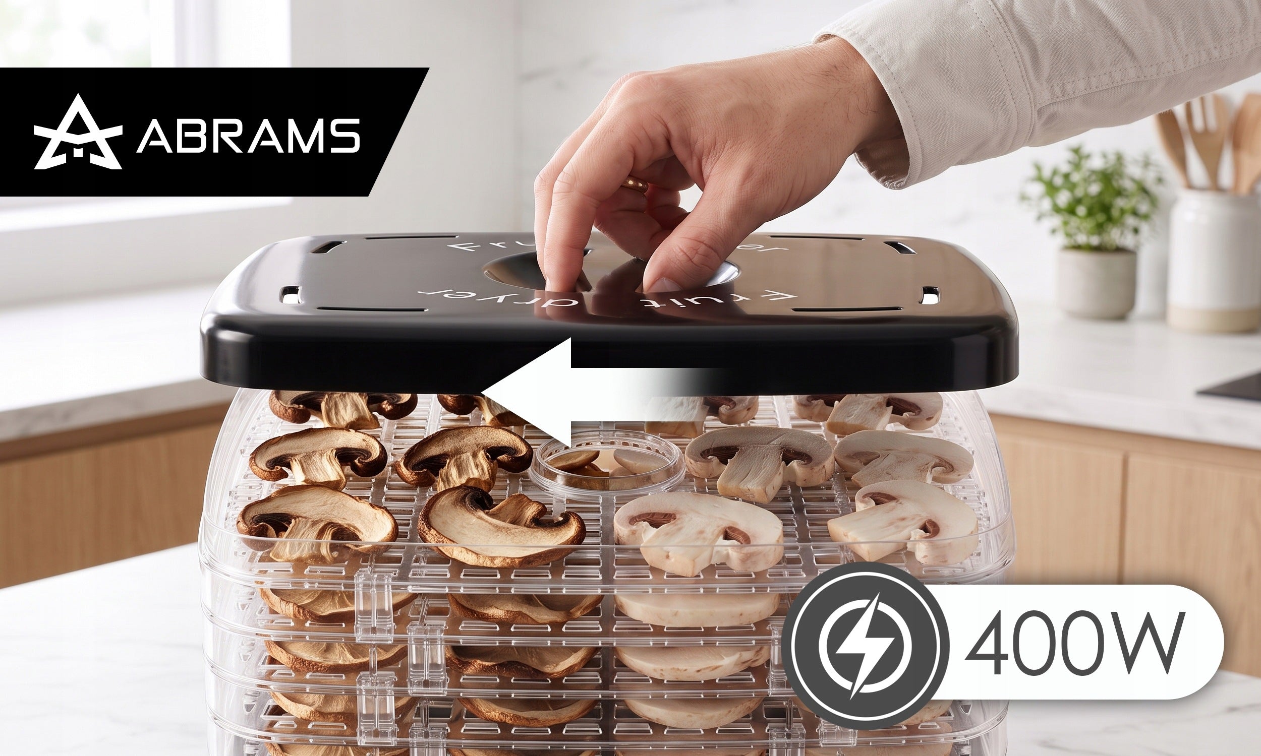 VEGETABLE AND FRUIT MUSHROOM DRYER 400W TEMPERATURE CONTROL TIMER 5 SIT Brand Abrams