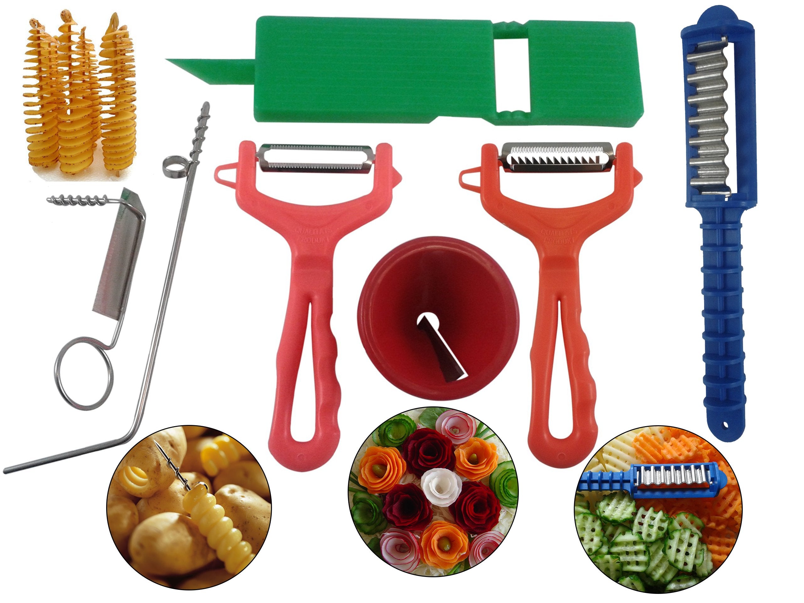 VEGETABLE SET: PEELER 2PCS FRENCH FRIES KNIFE 2PCS PENCIL SHARPENER SLICER #23