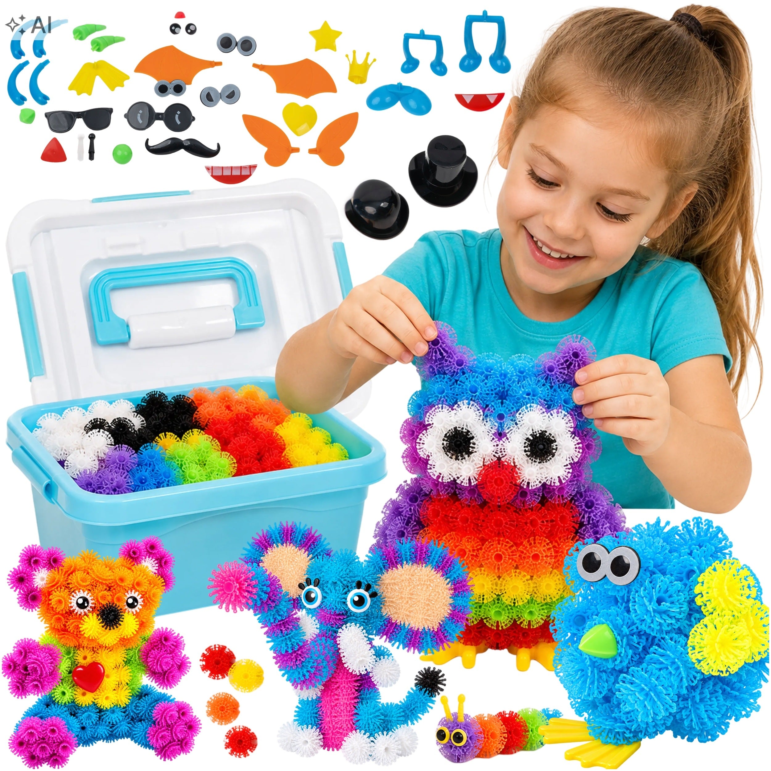 VELCRO CAPS 1000 BLOCKS CREATIVE COLORED BALLS +LOTS OF EL. SET XXXL PREZ