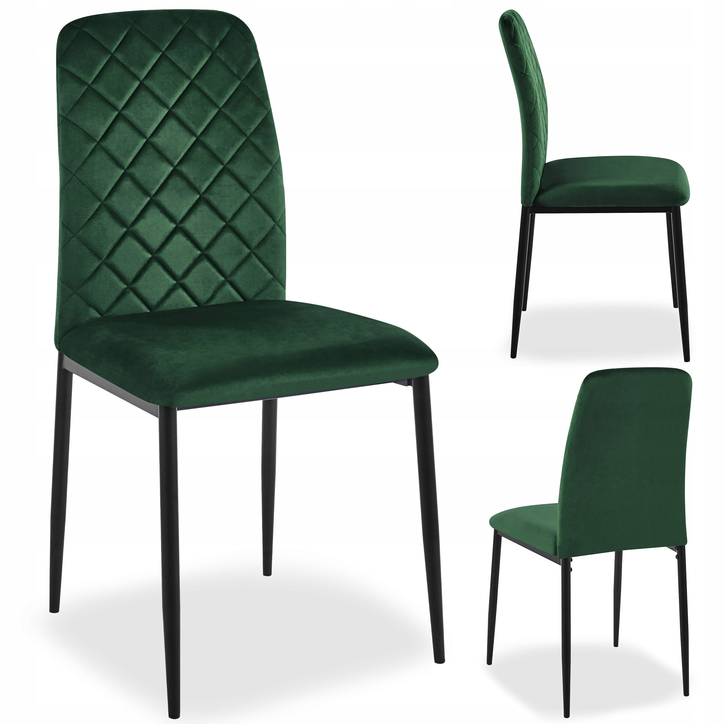 VELOUR CHAIR GREEN UPHOLSTERED LOFT METAL HIGH FOR DINING ROOM