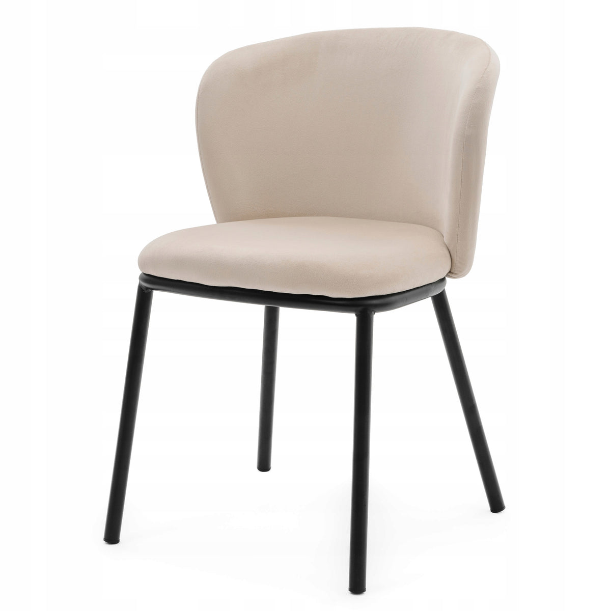 VELOUR UPHOLSTERED CHAIR FOR DINING ROOM GLAMOUR BEIGE BARI Brand New Home