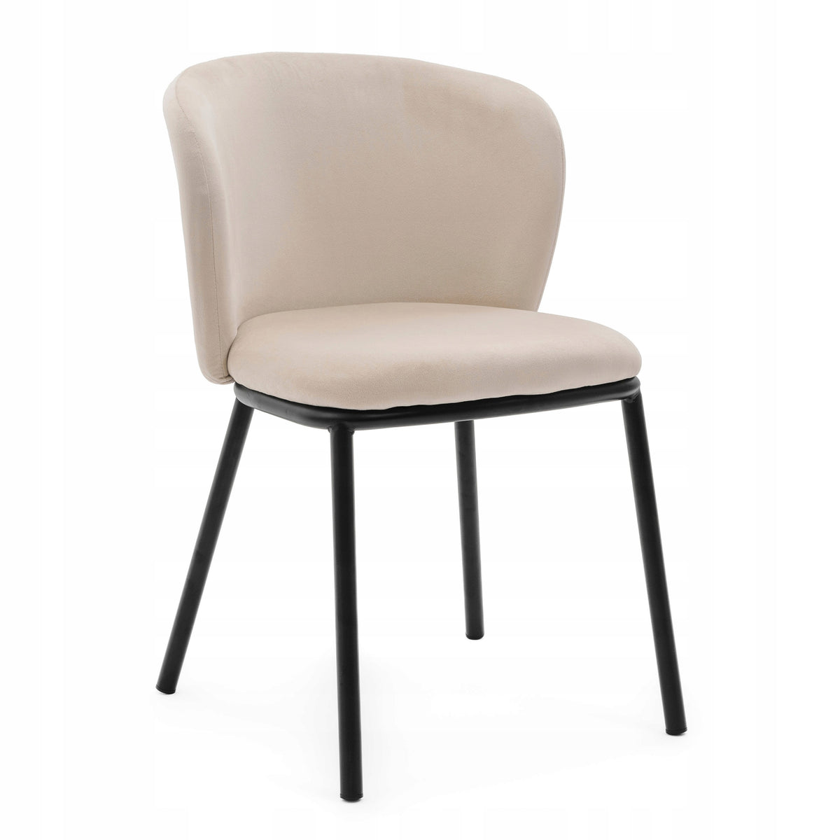 VELOUR UPHOLSTERED CHAIR FOR DINING ROOM GLAMOUR BEIGE BARI