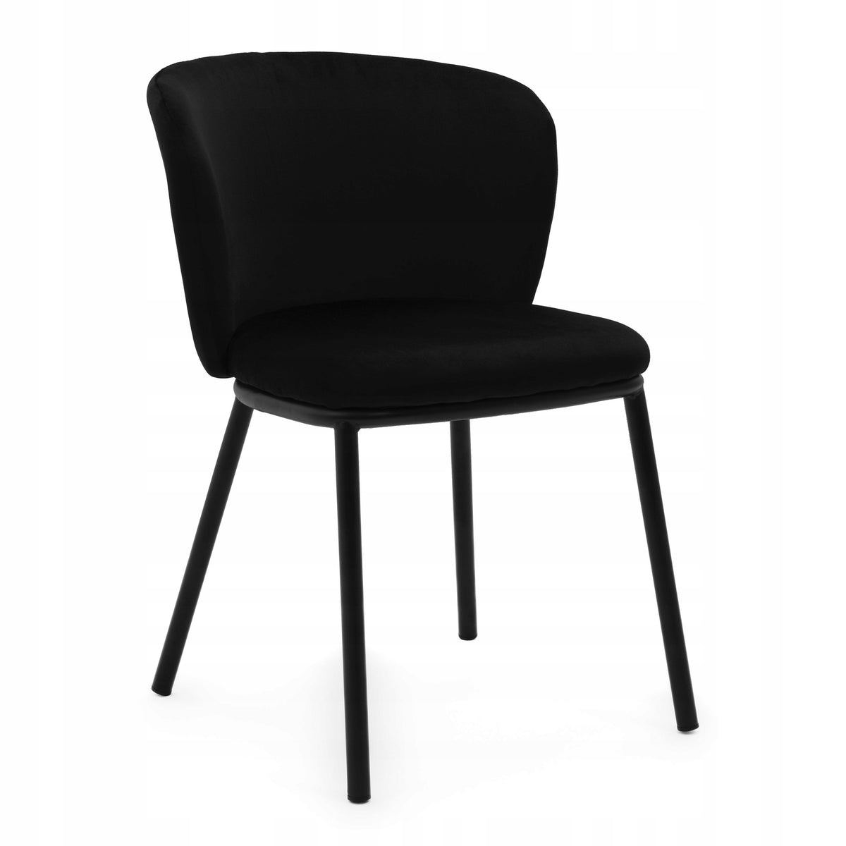 VELOUR UPHOLSTERED CHAIR FOR DINING ROOM GLAMOUR BLACK BARI