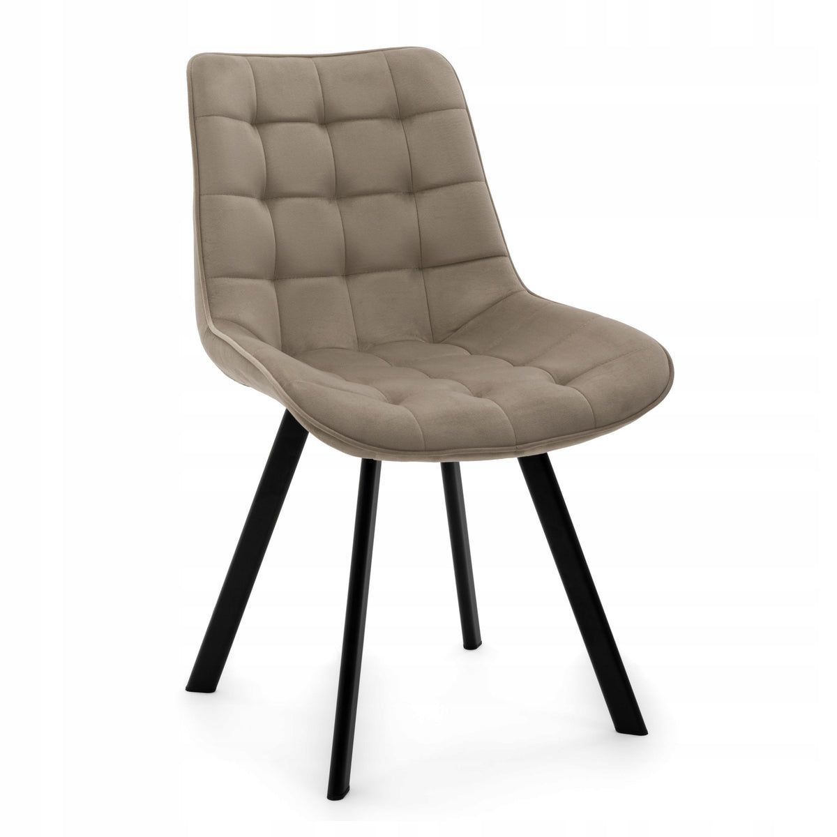 VELOUR UPHOLSTERED CHAIR FOR DINING ROOM GLAMOUR DARK BEIGE TORI